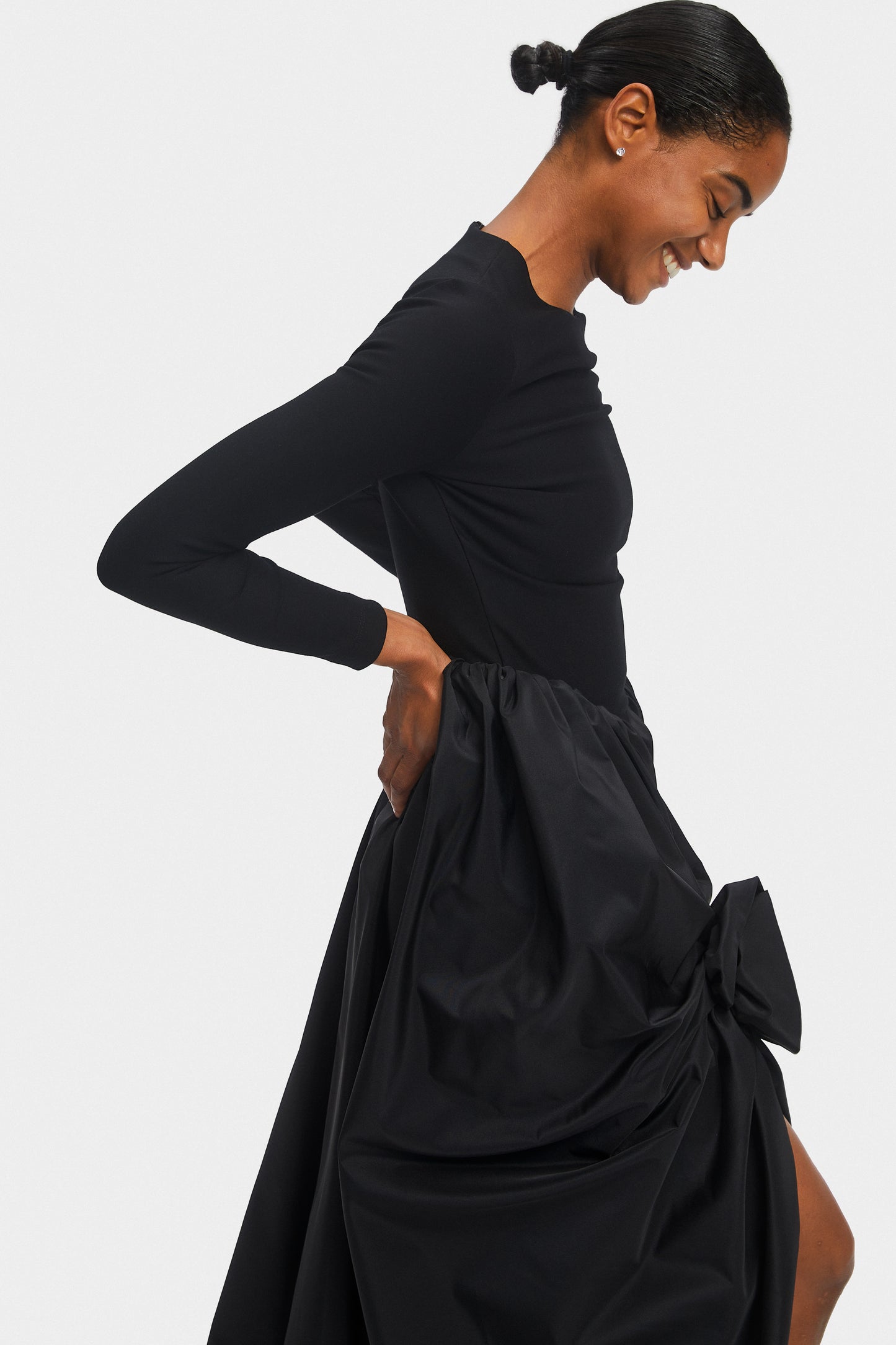 Aurora Maxi Dress with Rose Detail in Black
