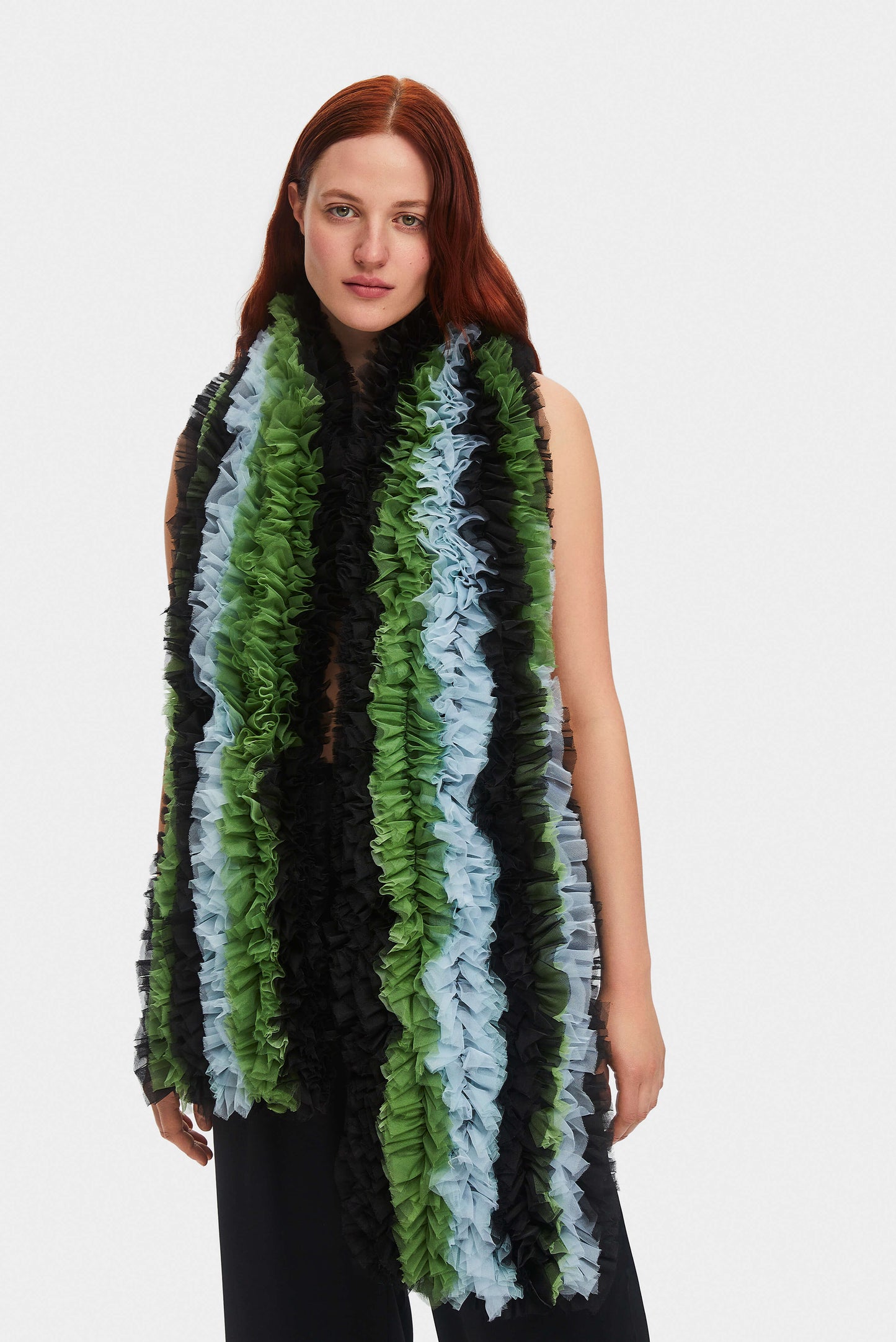 I like It Ruffled Scarf in Dark Green