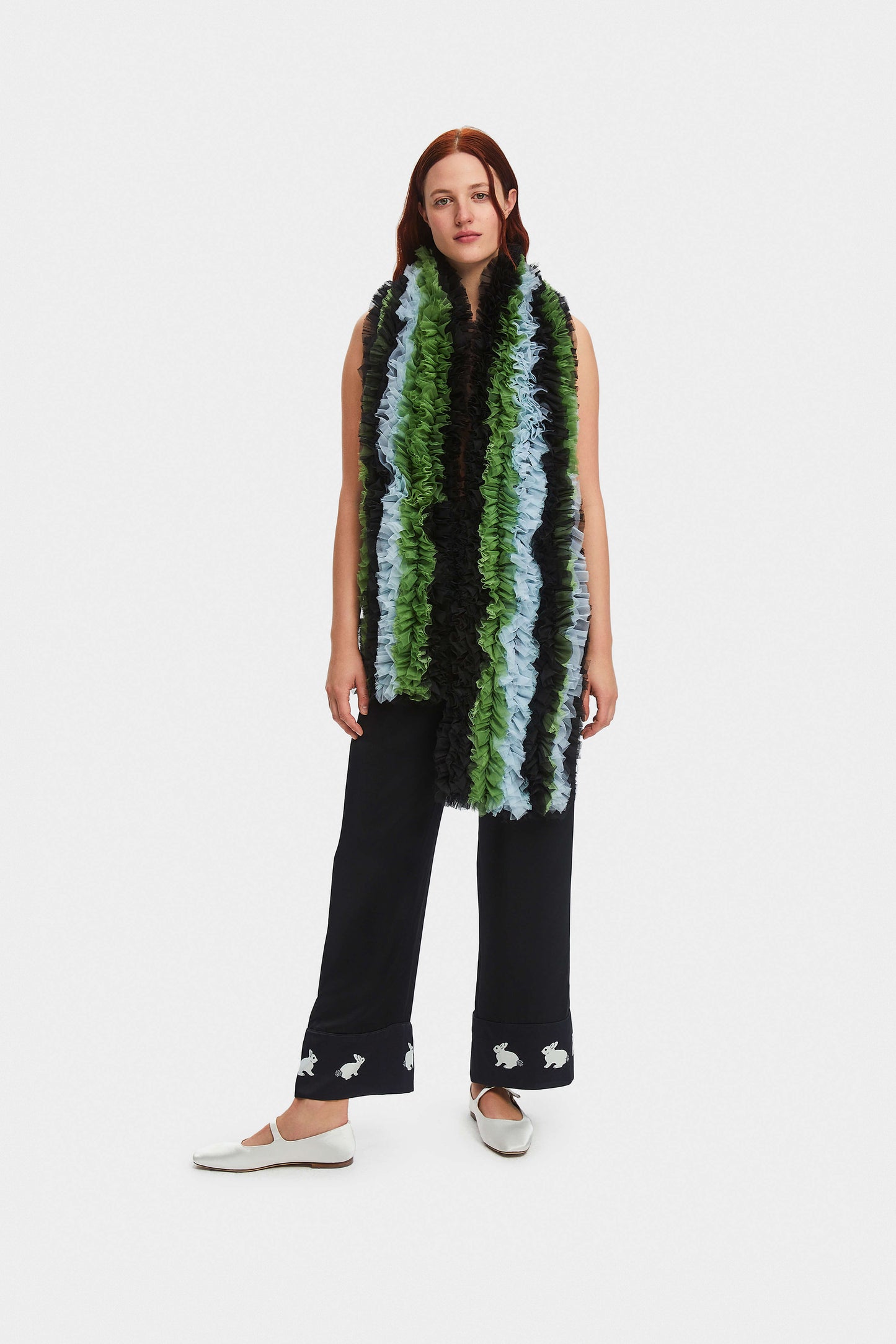 I like It Ruffled Scarf in Dark Green