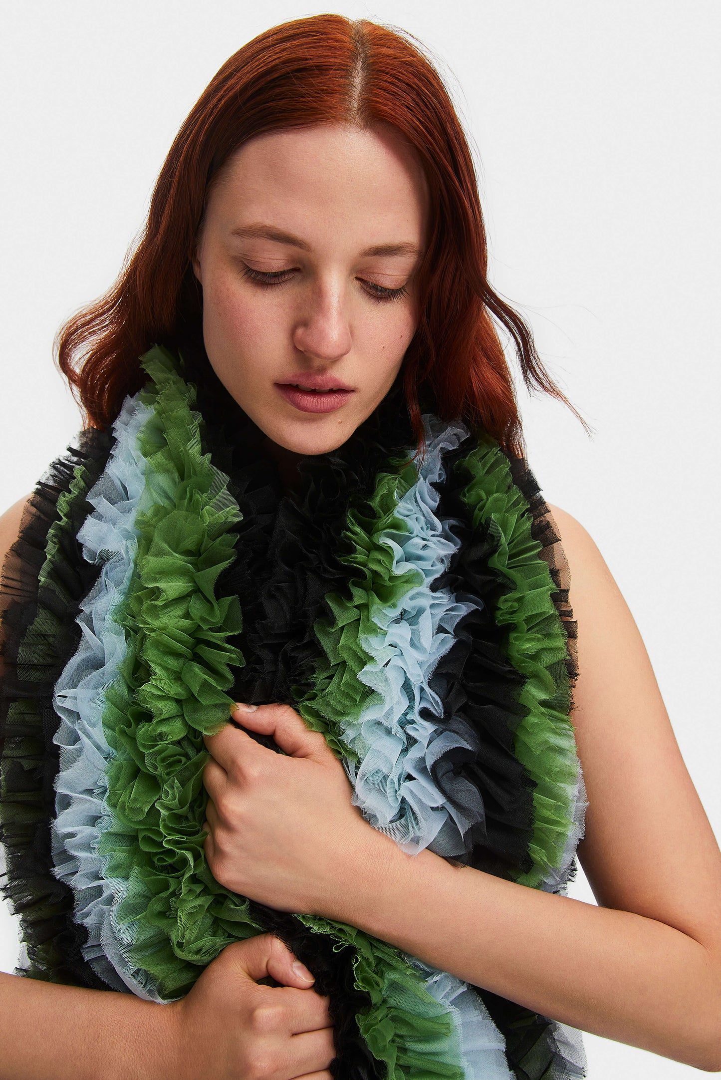 I like It Ruffled Scarf in Dark Green