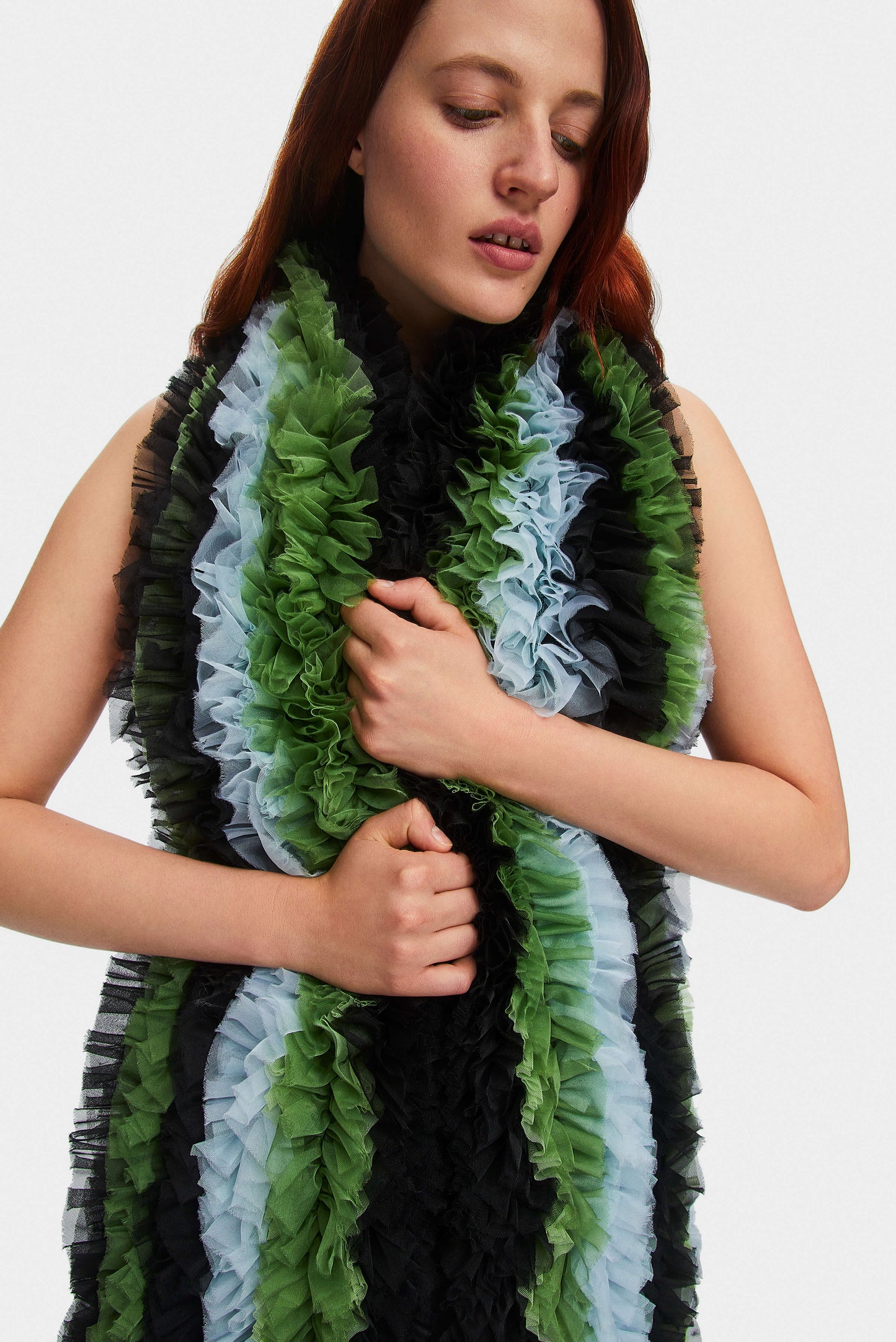 I like It Ruffled Scarf in Dark Green