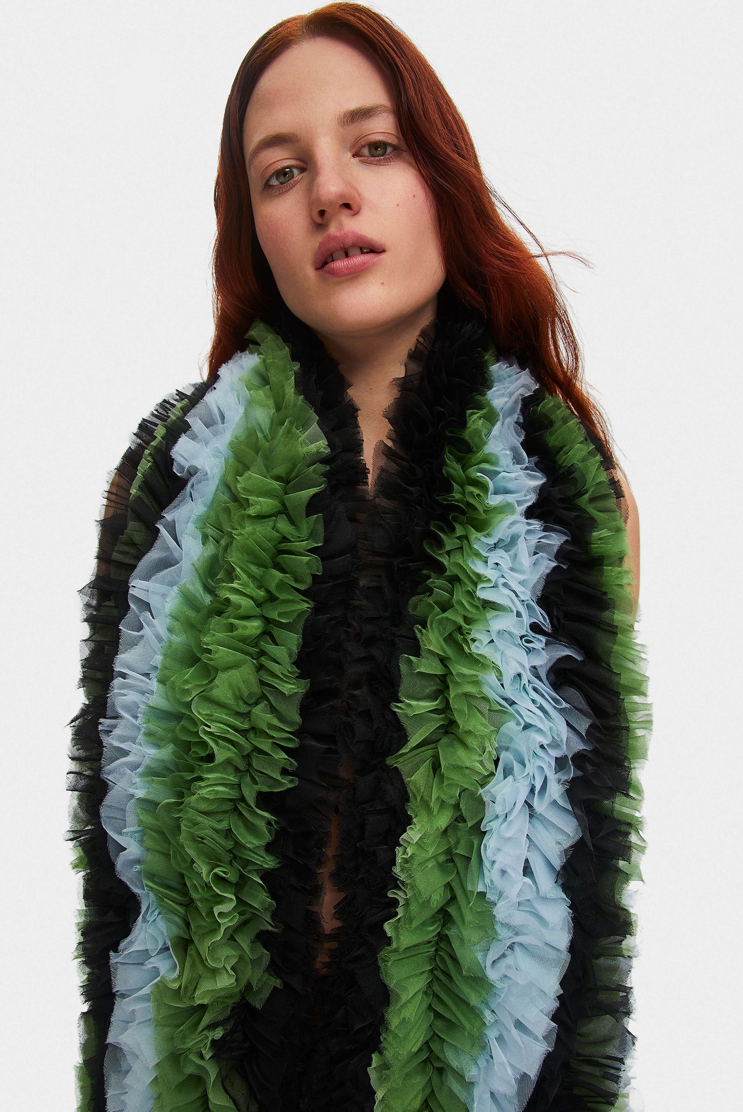 I like It Ruffled Scarf in Dark Green
