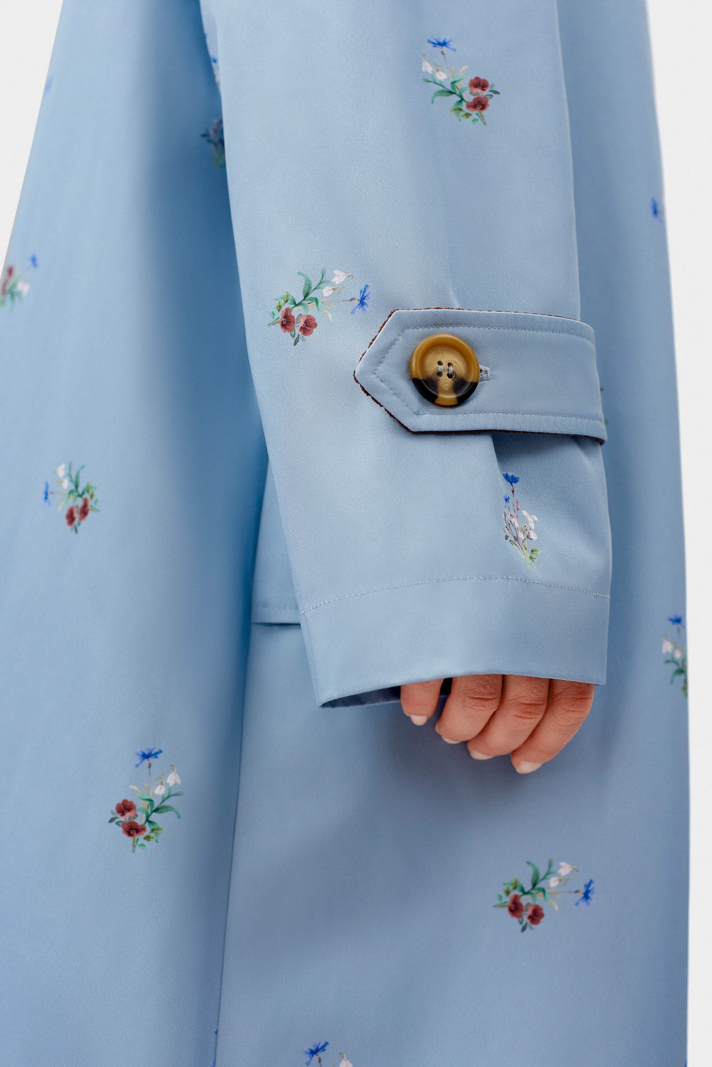 Yason Flower Trench Coat in Blue