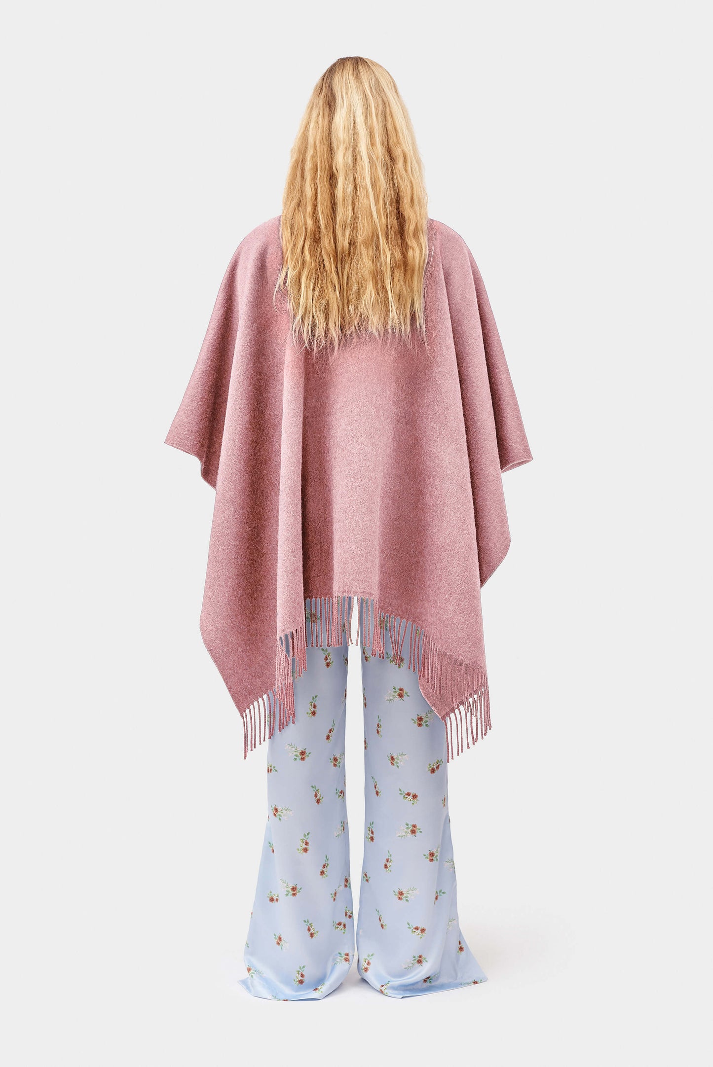 Medusa Wool Poncho in Pink