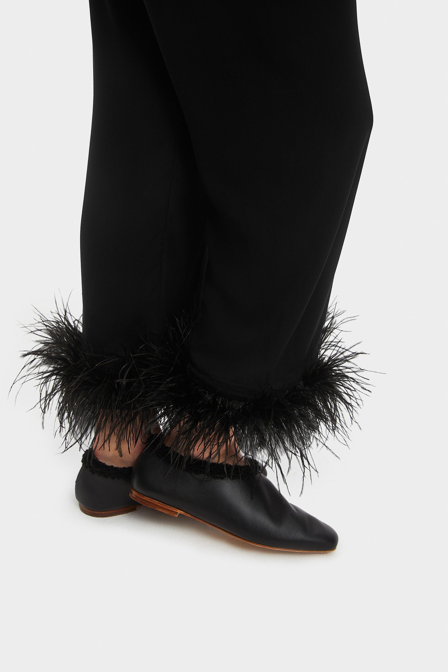 Black Tie Pajama with Detachable Feathers in Black