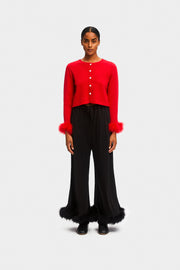 Boudoir Pants with Feathers in Black