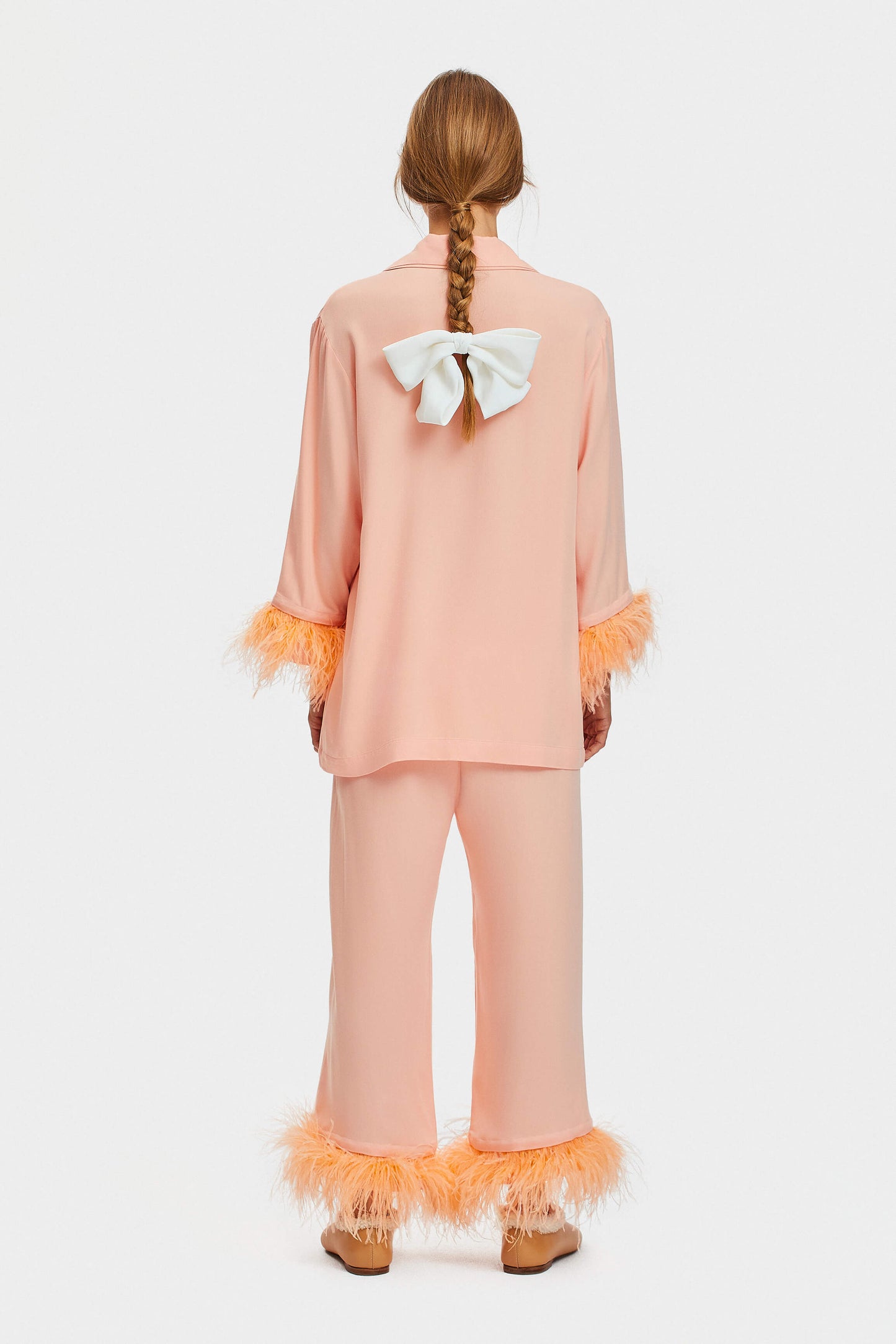 Party Pajama with Detachable Feathers in Light Peach
