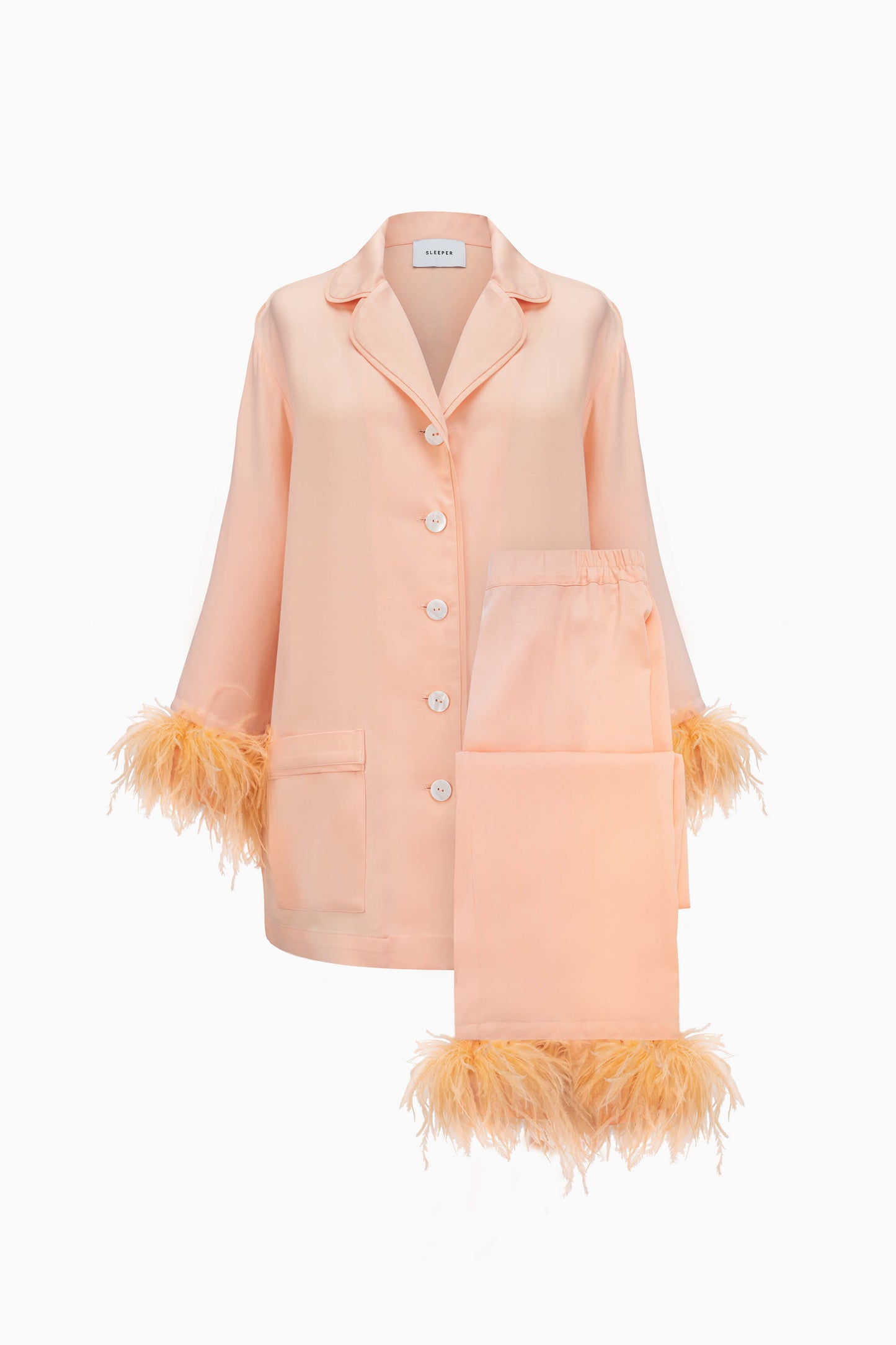 Party Pajama with Detachable Feathers in Light Peach