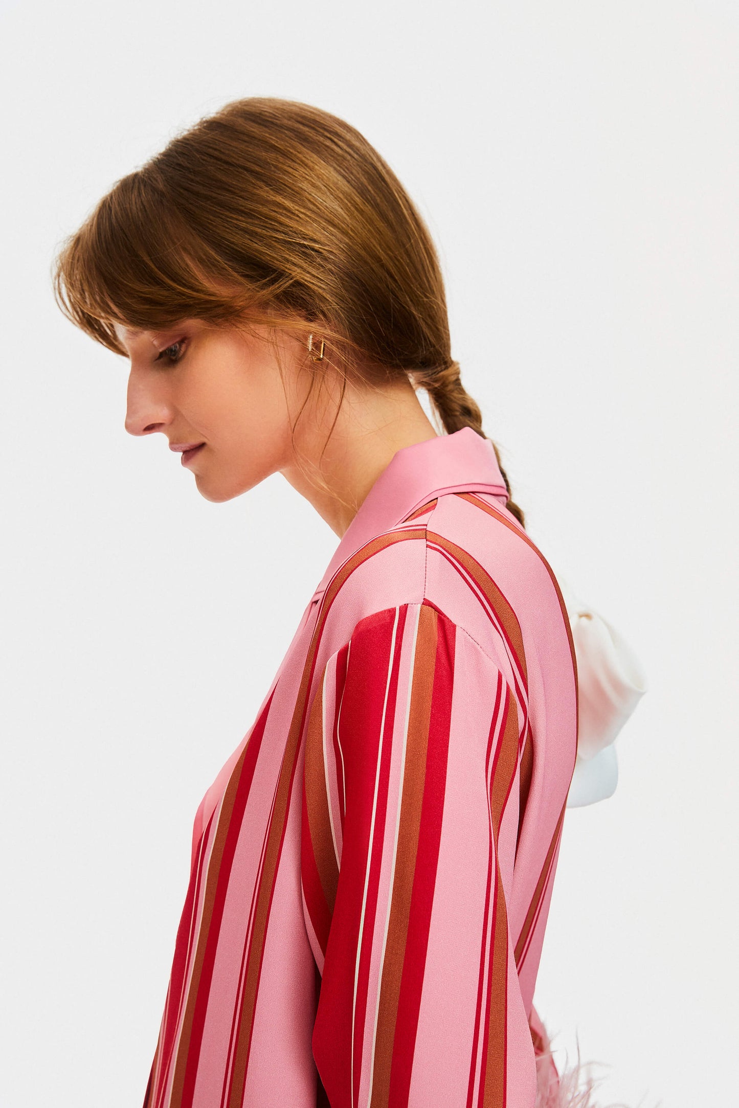 Party Pajama with Detachable Feathers in Pink Stripes