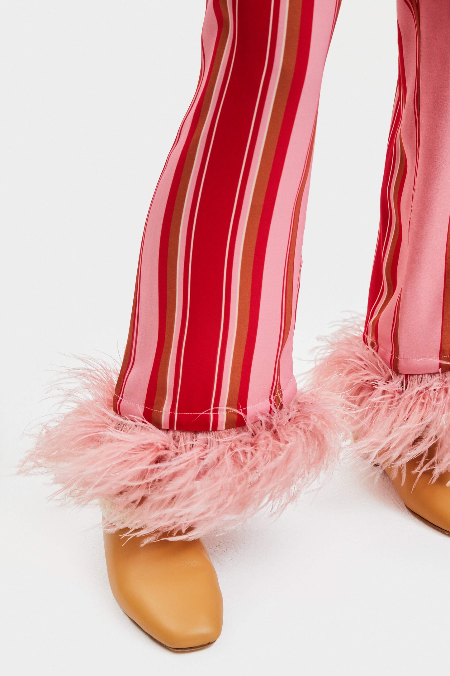 Party Pajama with Detachable Feathers in Pink Stripes