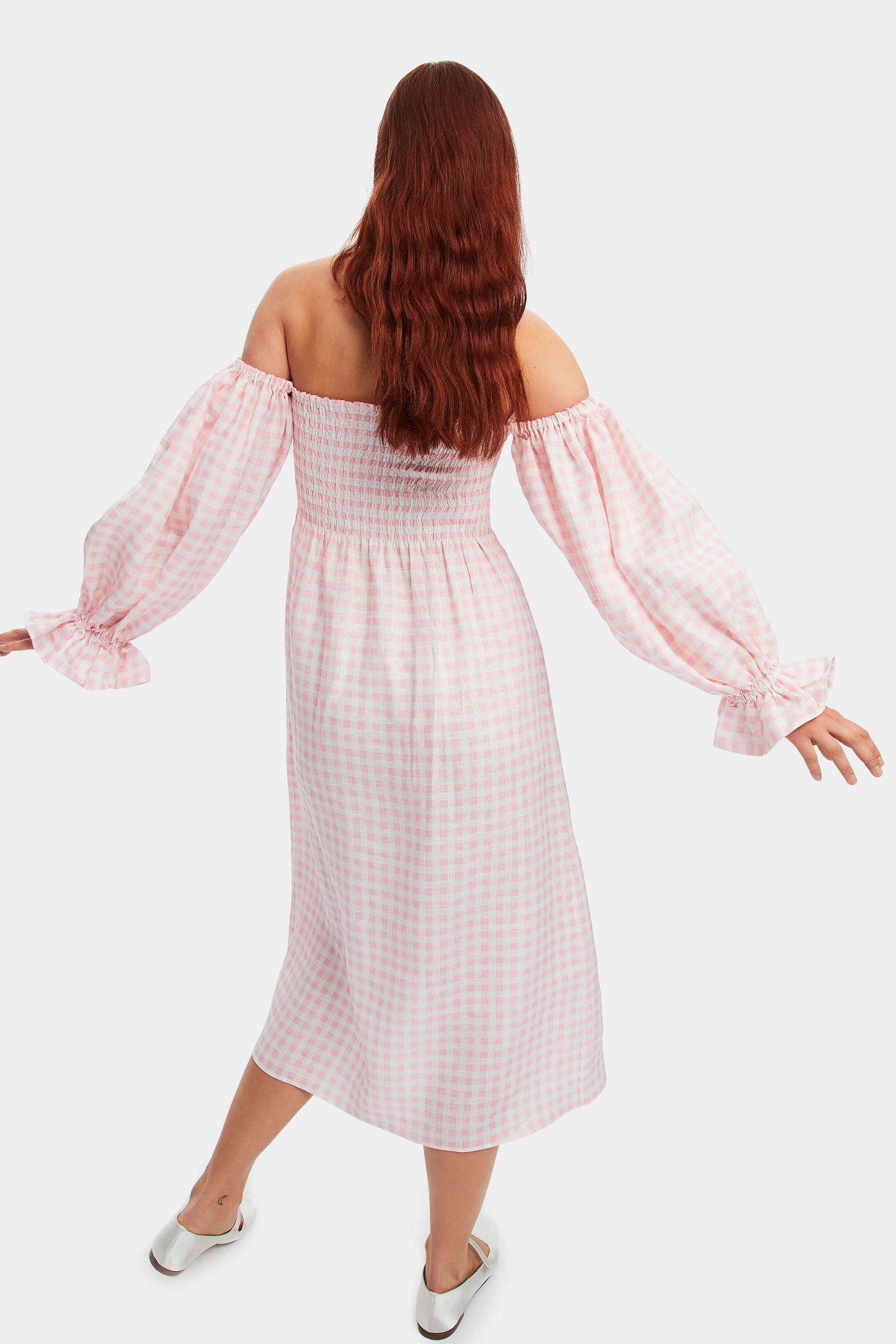 Atlanta Linen Dress in Pink Vichy