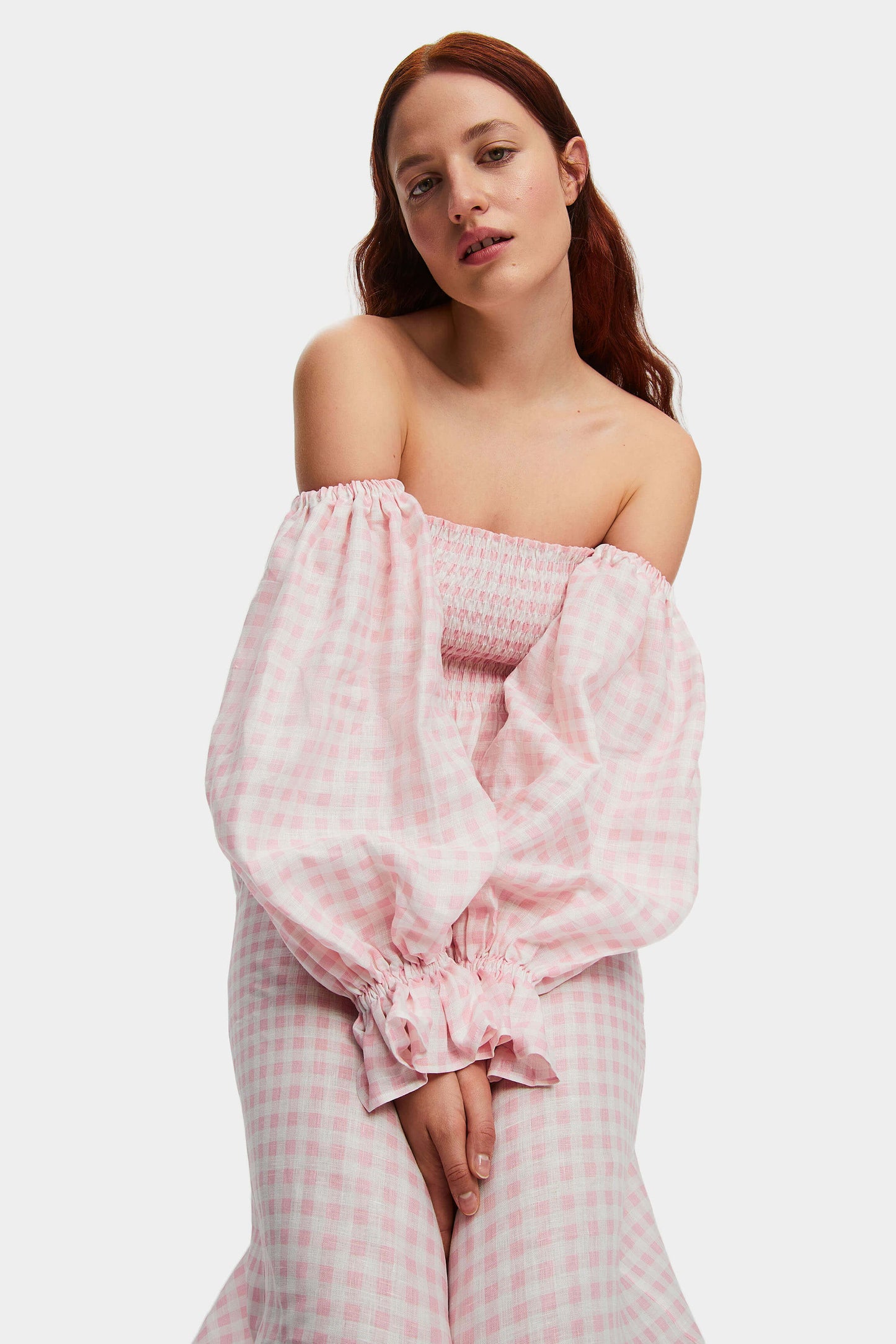 Atlanta Linen Dress in Pink Vichy