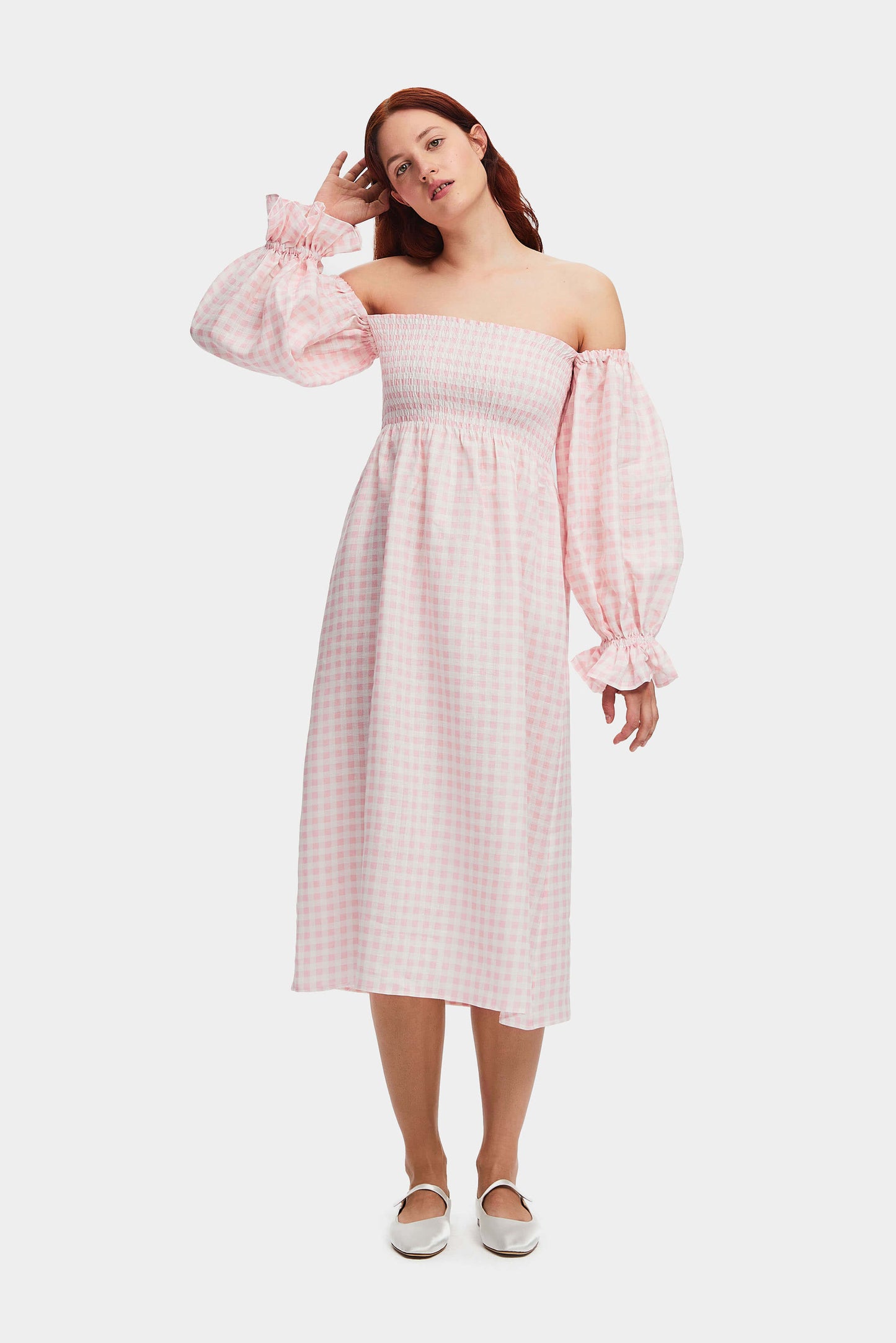 Atlanta Linen Dress in Pink Vichy