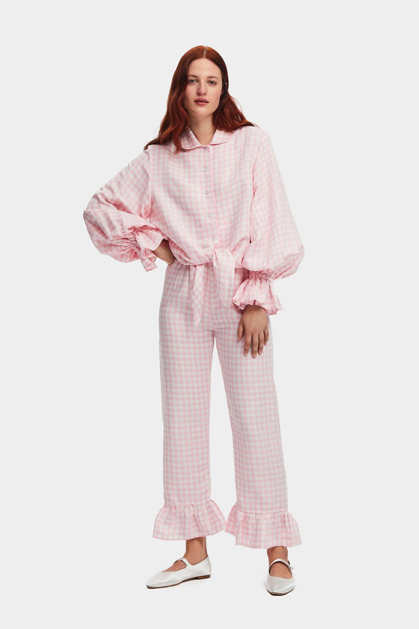 Rumba Linen Lounge Suit in Pink Vichy