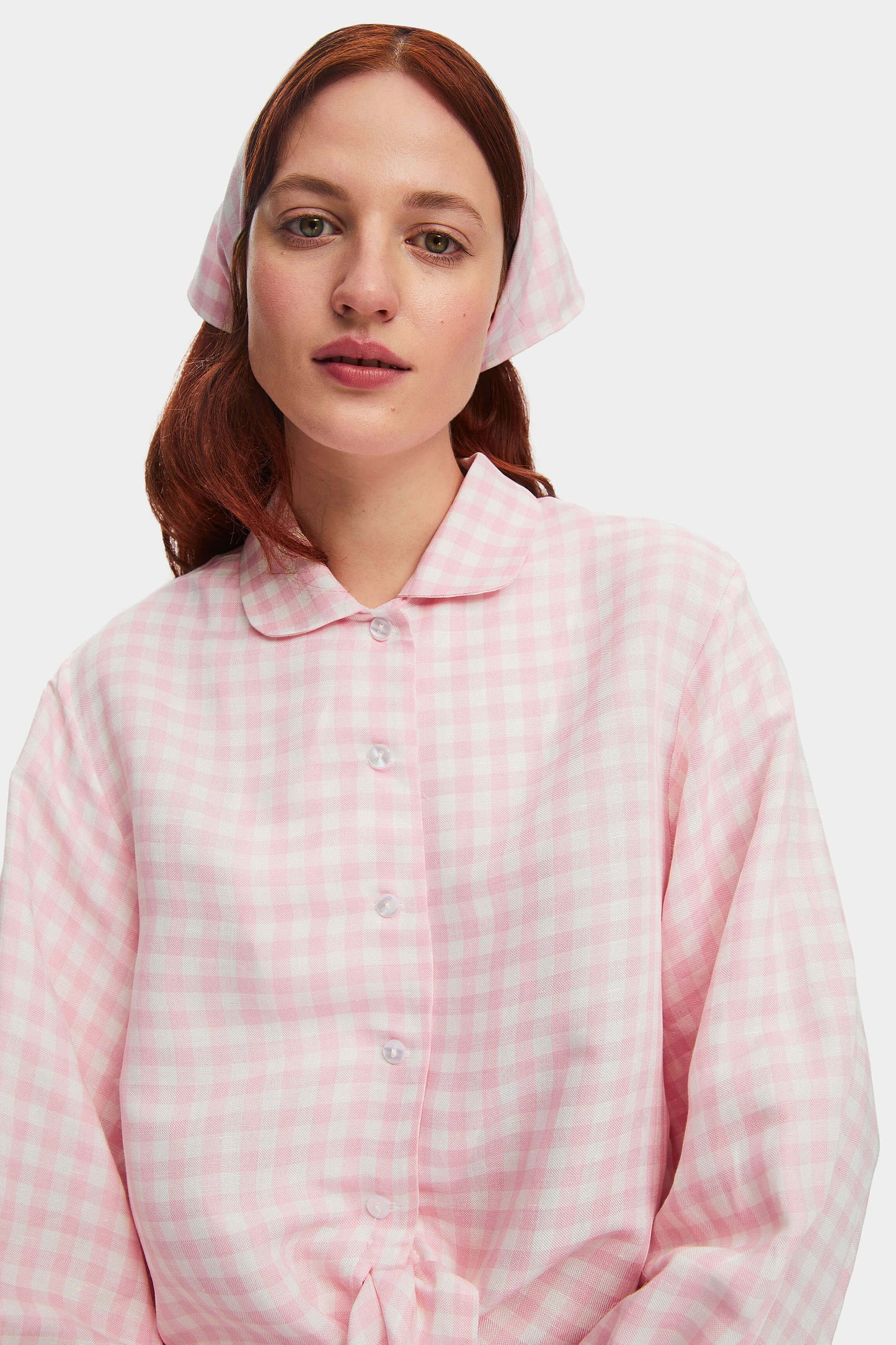 Rumba Linen Lounge Suit in Pink Vichy