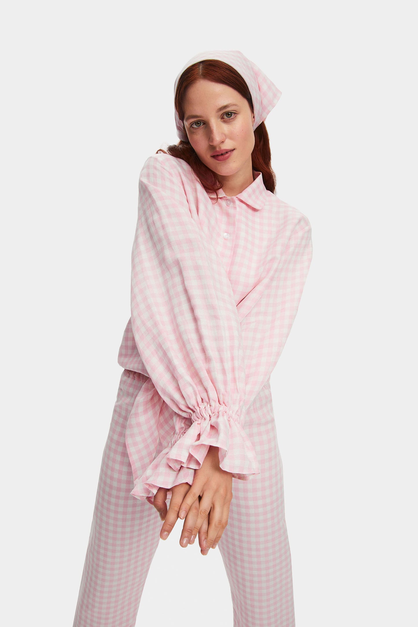 Rumba Linen Lounge Suit in Pink Vichy