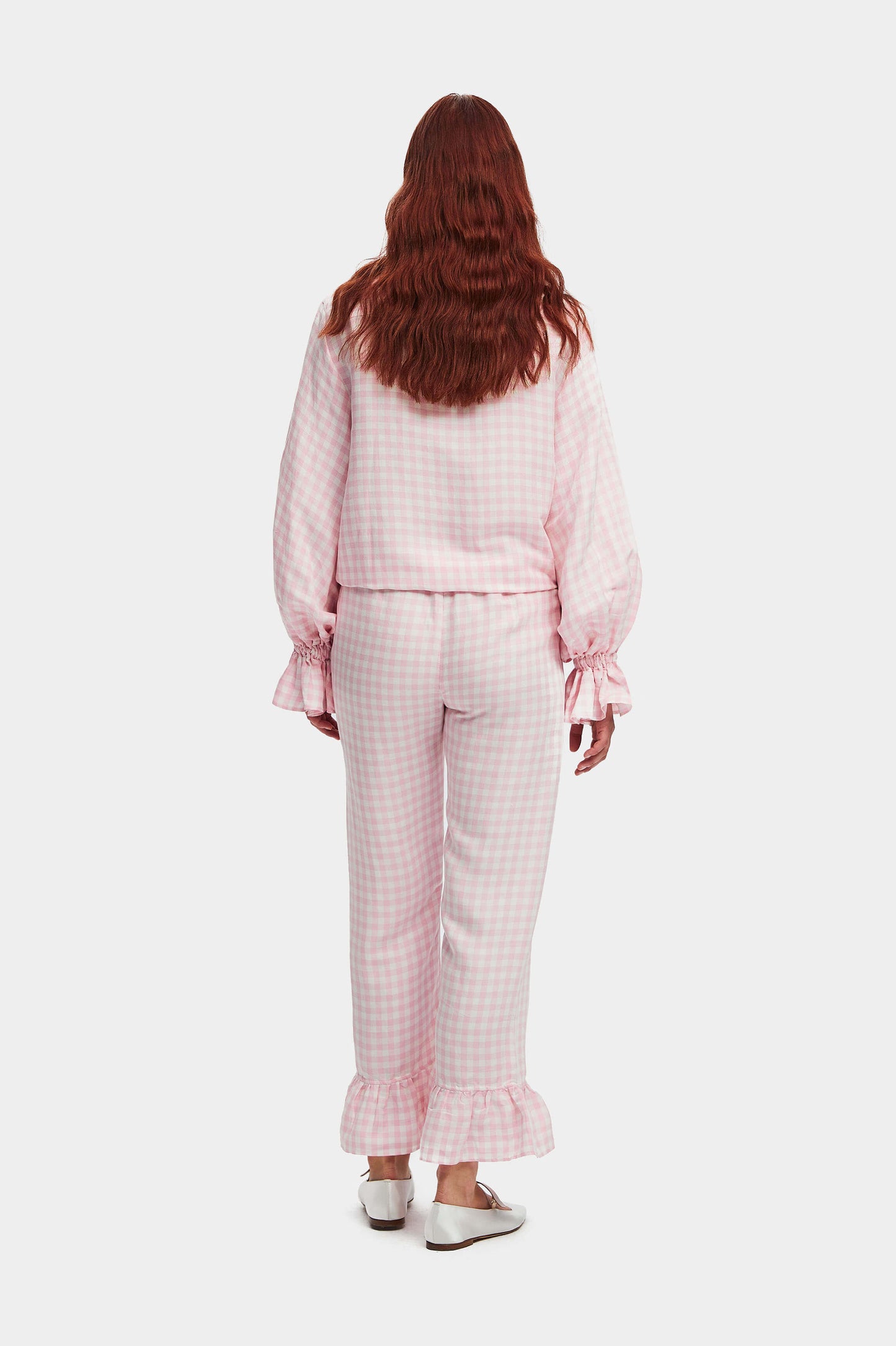 Rumba Linen Lounge Suit in Pink Vichy