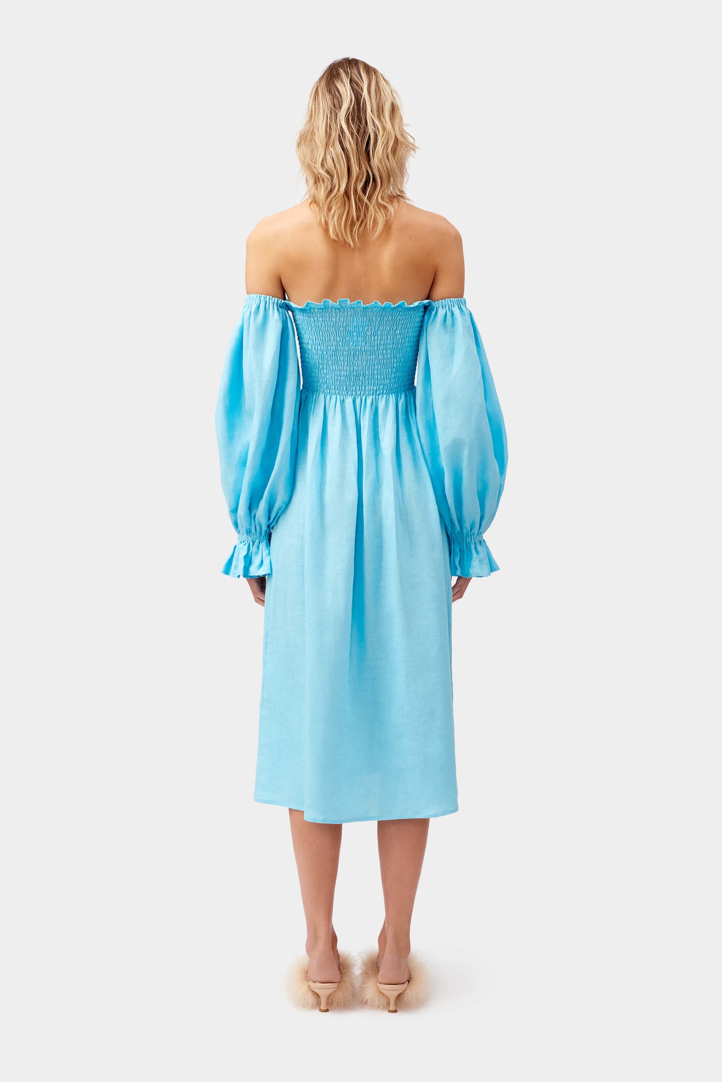 Atlanta Linen Dress in Bright Blue