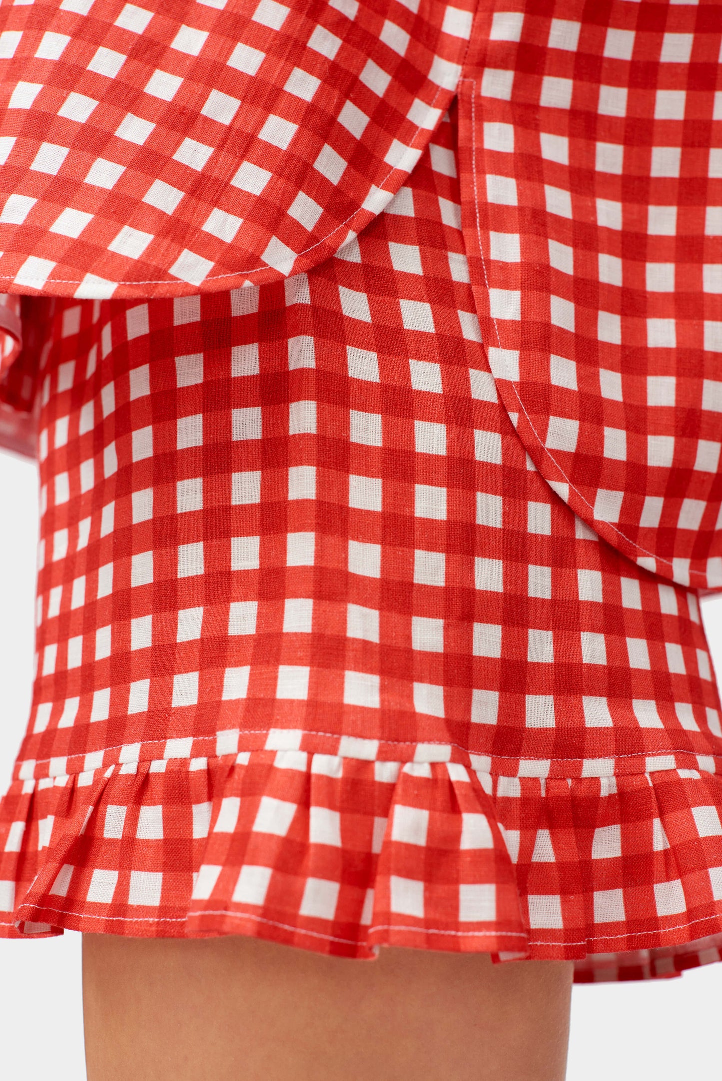 Linen Lounge Suit in Red Vichy