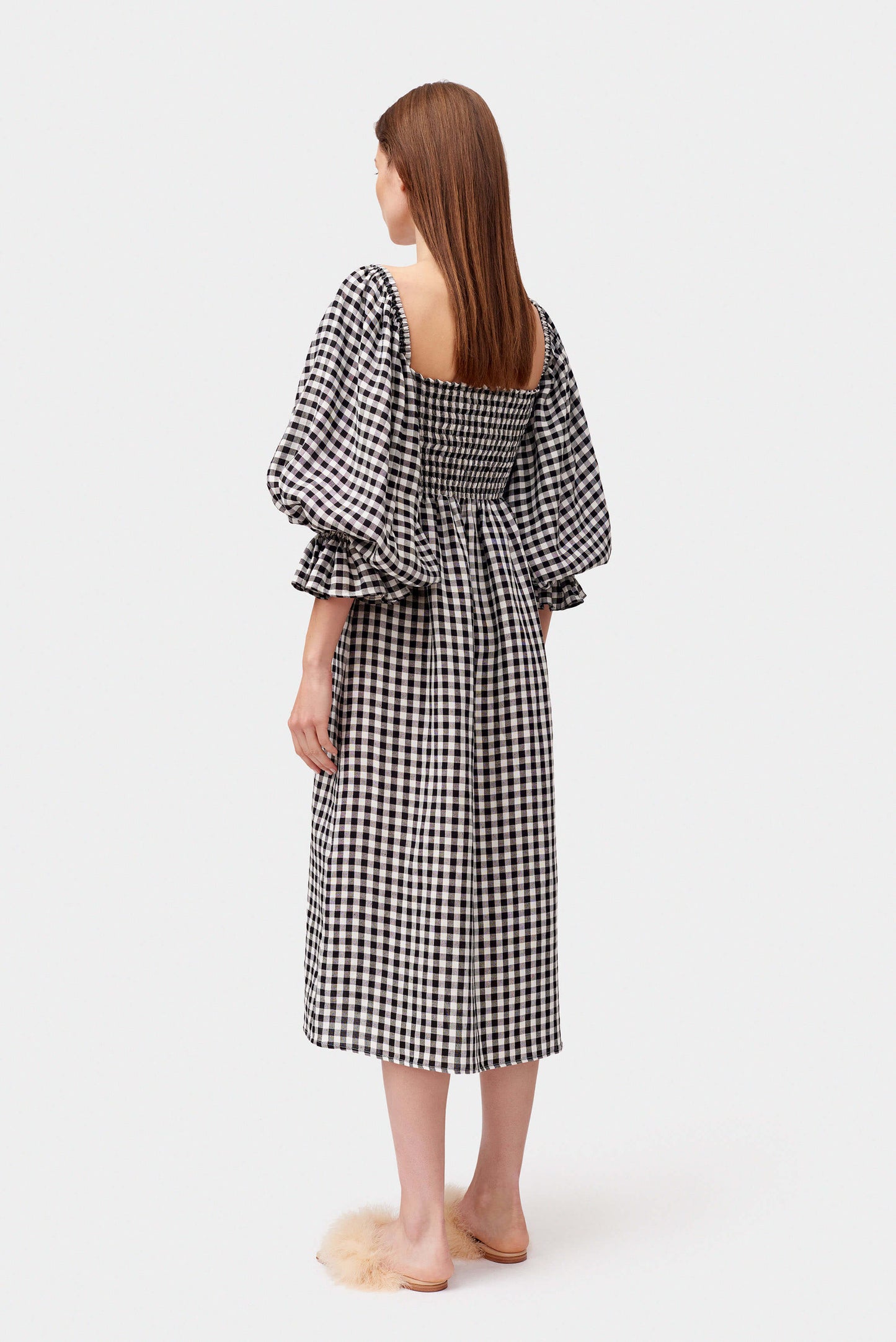 Atlanta Linen Dress in Black Vichy
