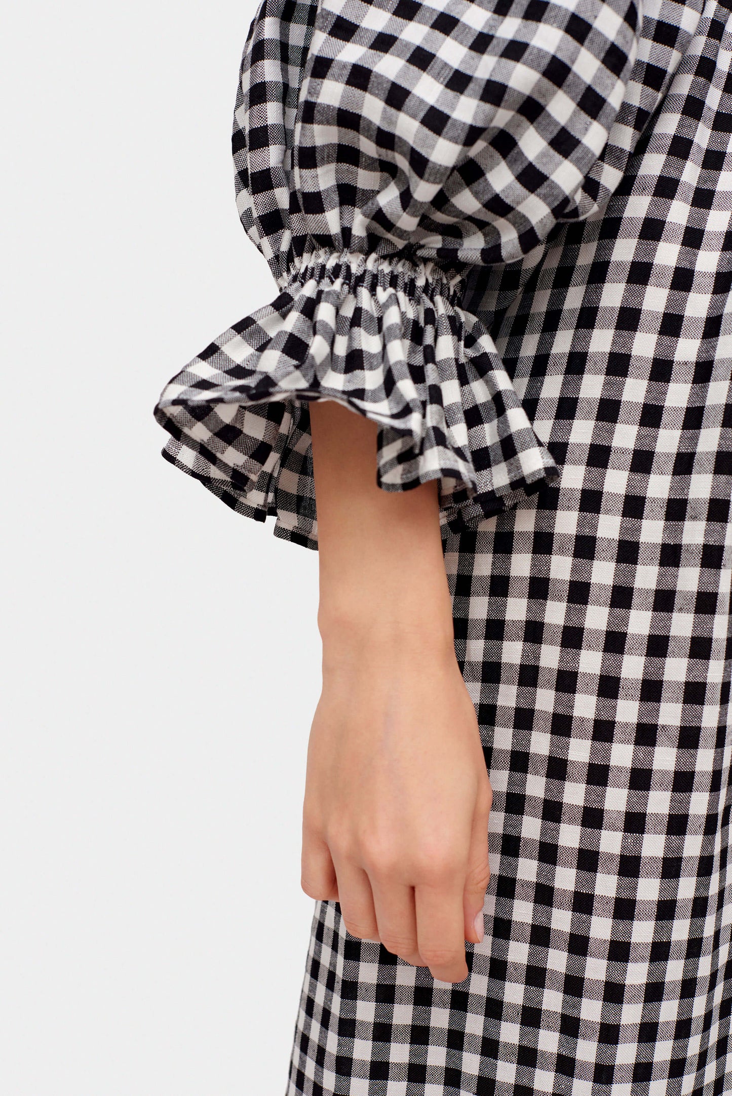 Atlanta Linen Dress in Black Vichy
