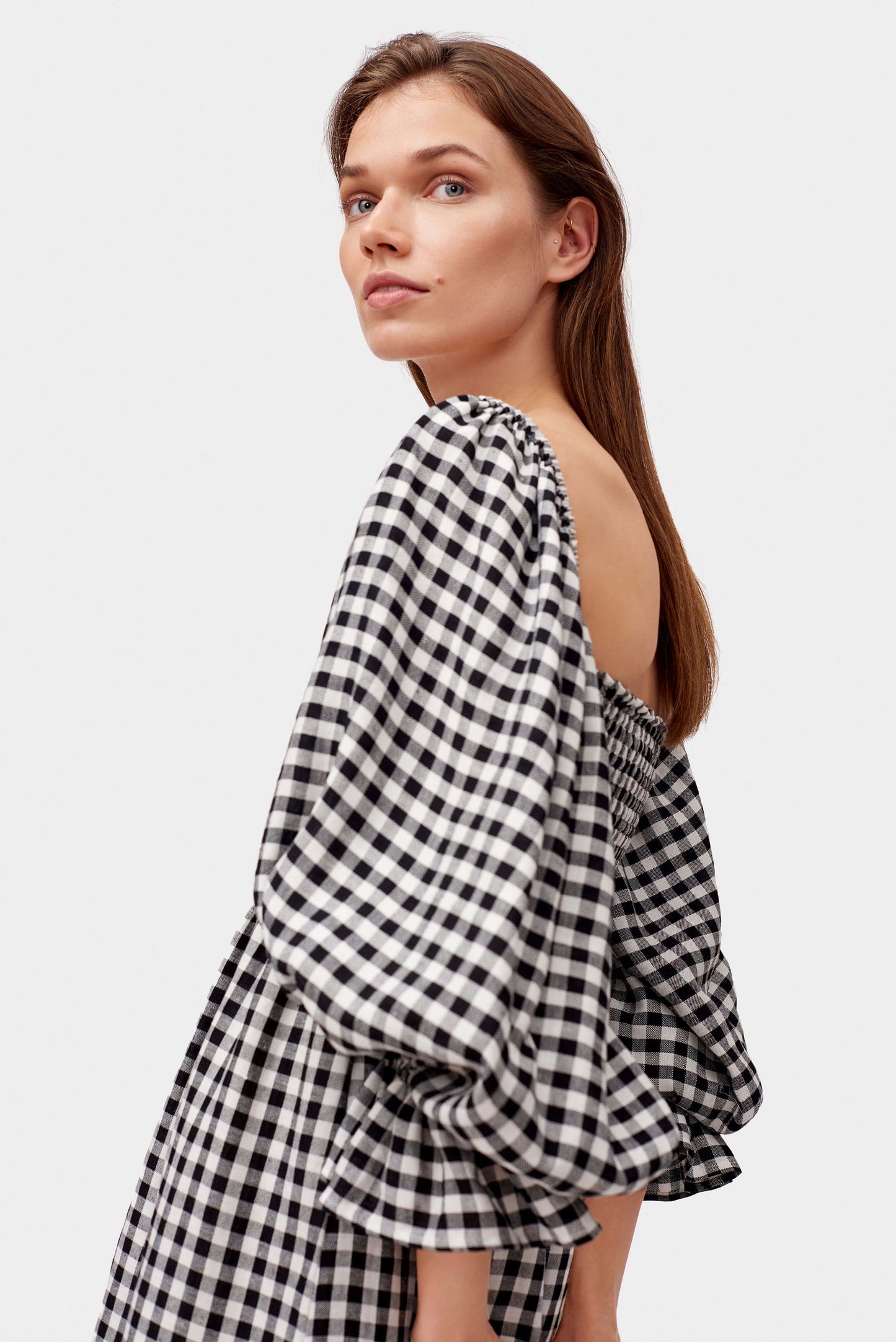 Atlanta Linen Dress in Black Vichy