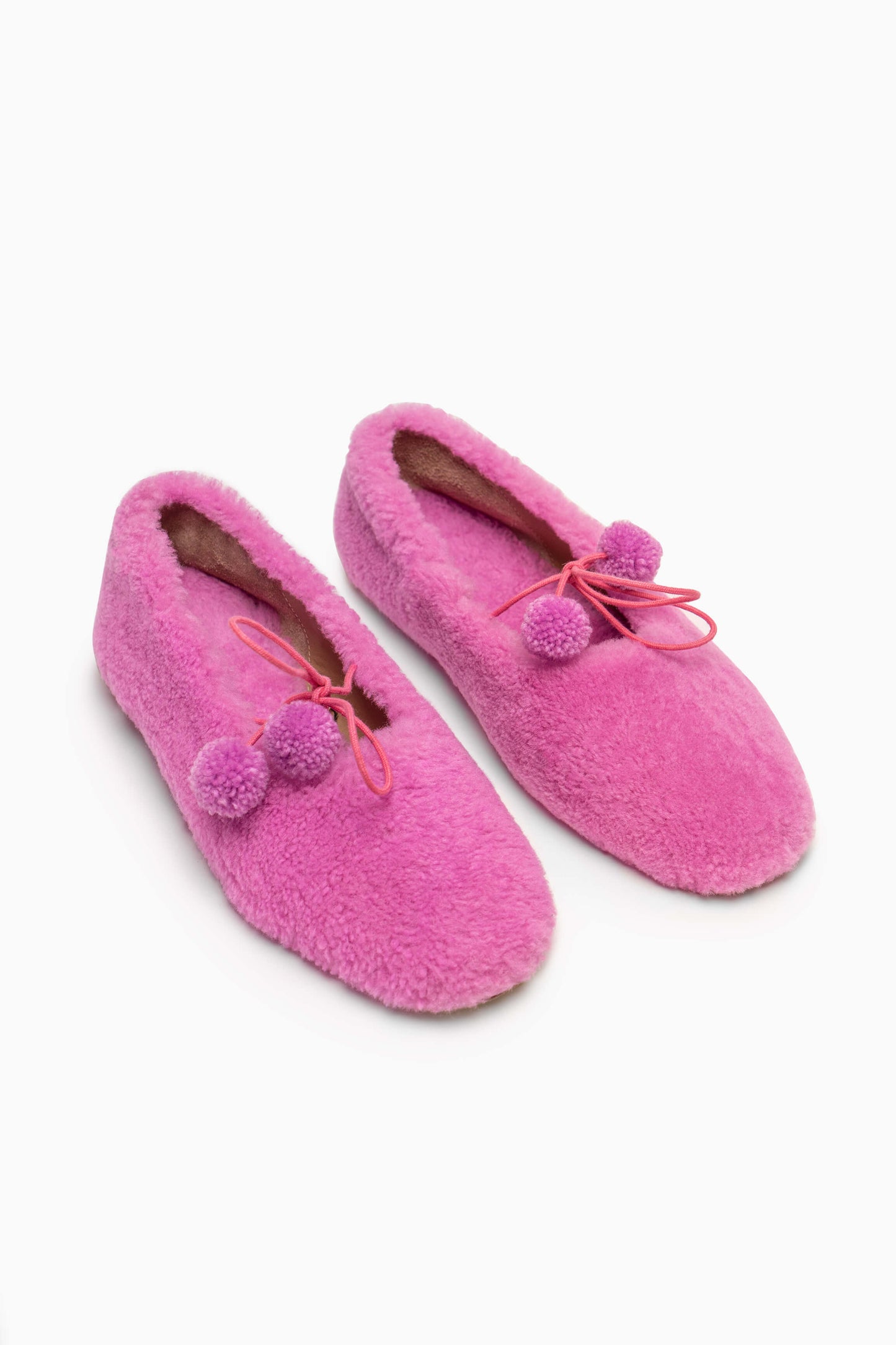 Lulu Shearling Slippers in Hot Pink