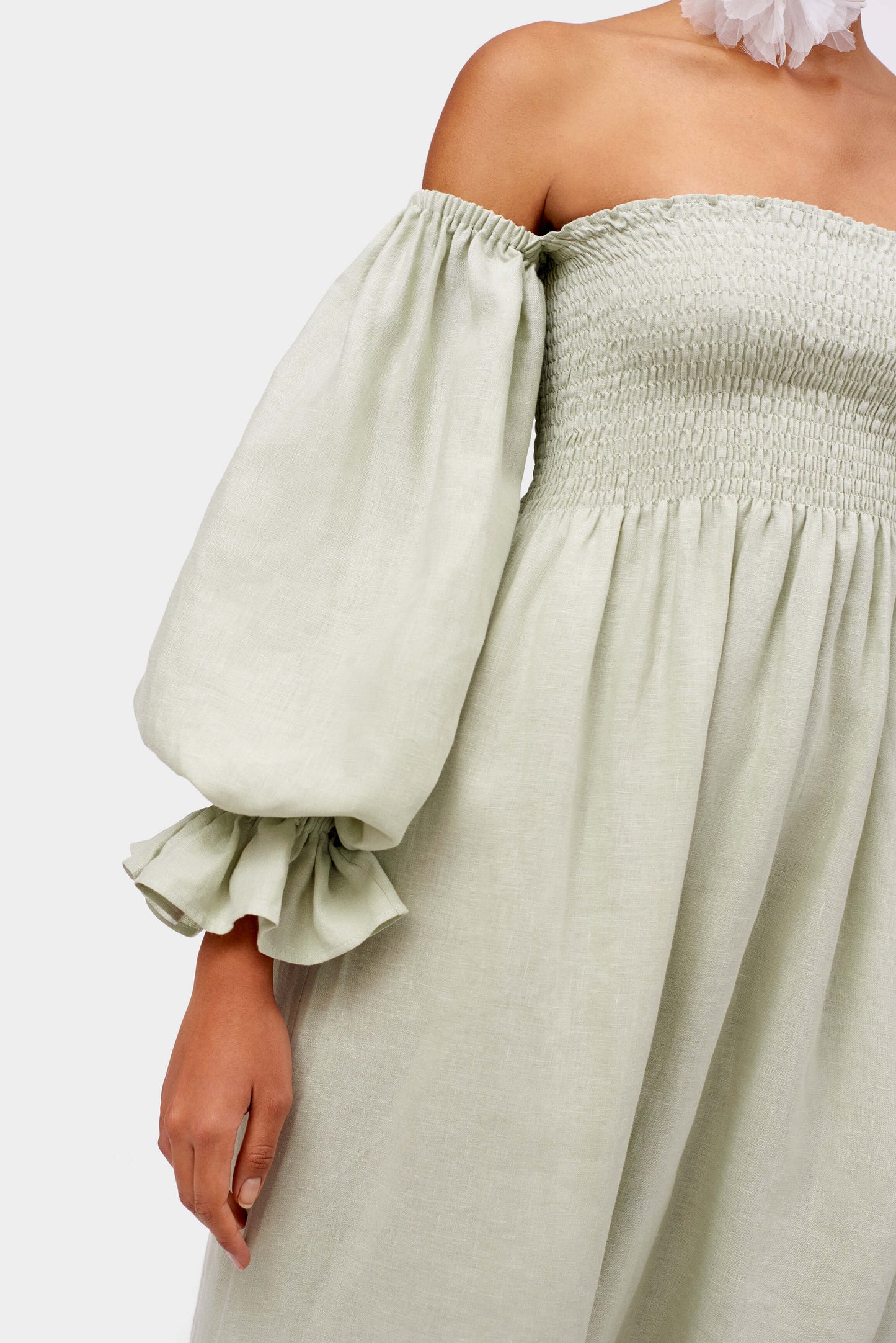Atlanta Linen Dress in Light Green