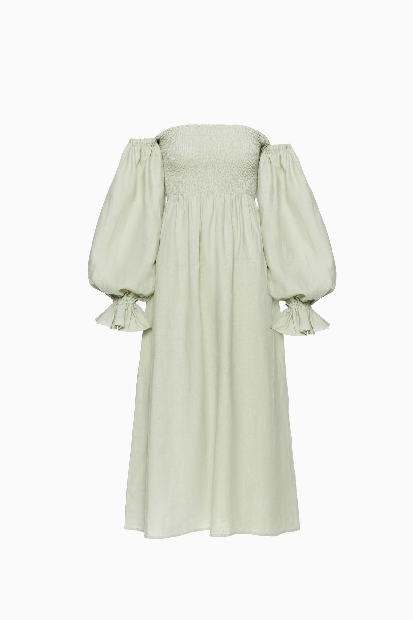 Atlanta Linen Dress in Light Green