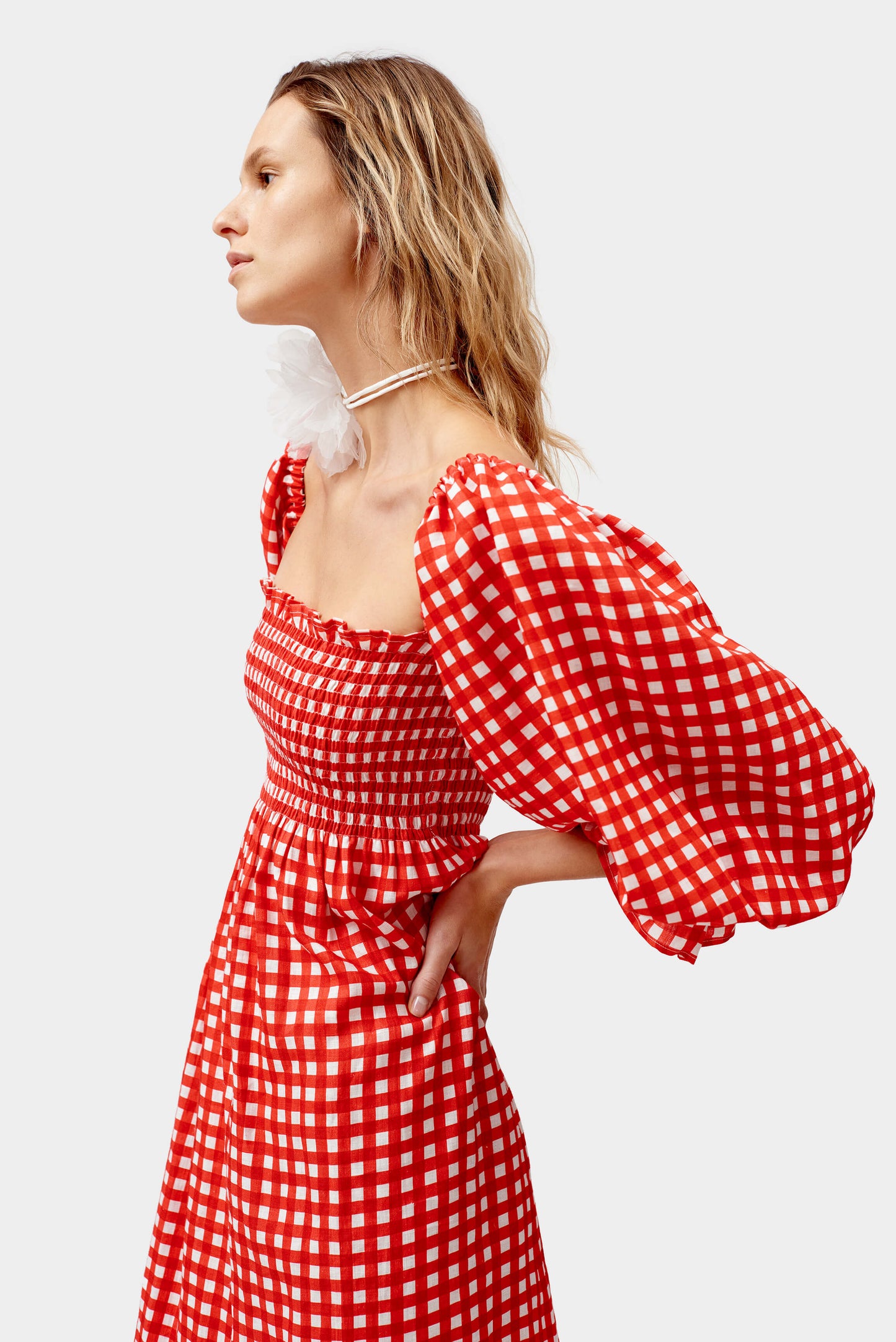 Atlanta Linen Dress in Red Vichy