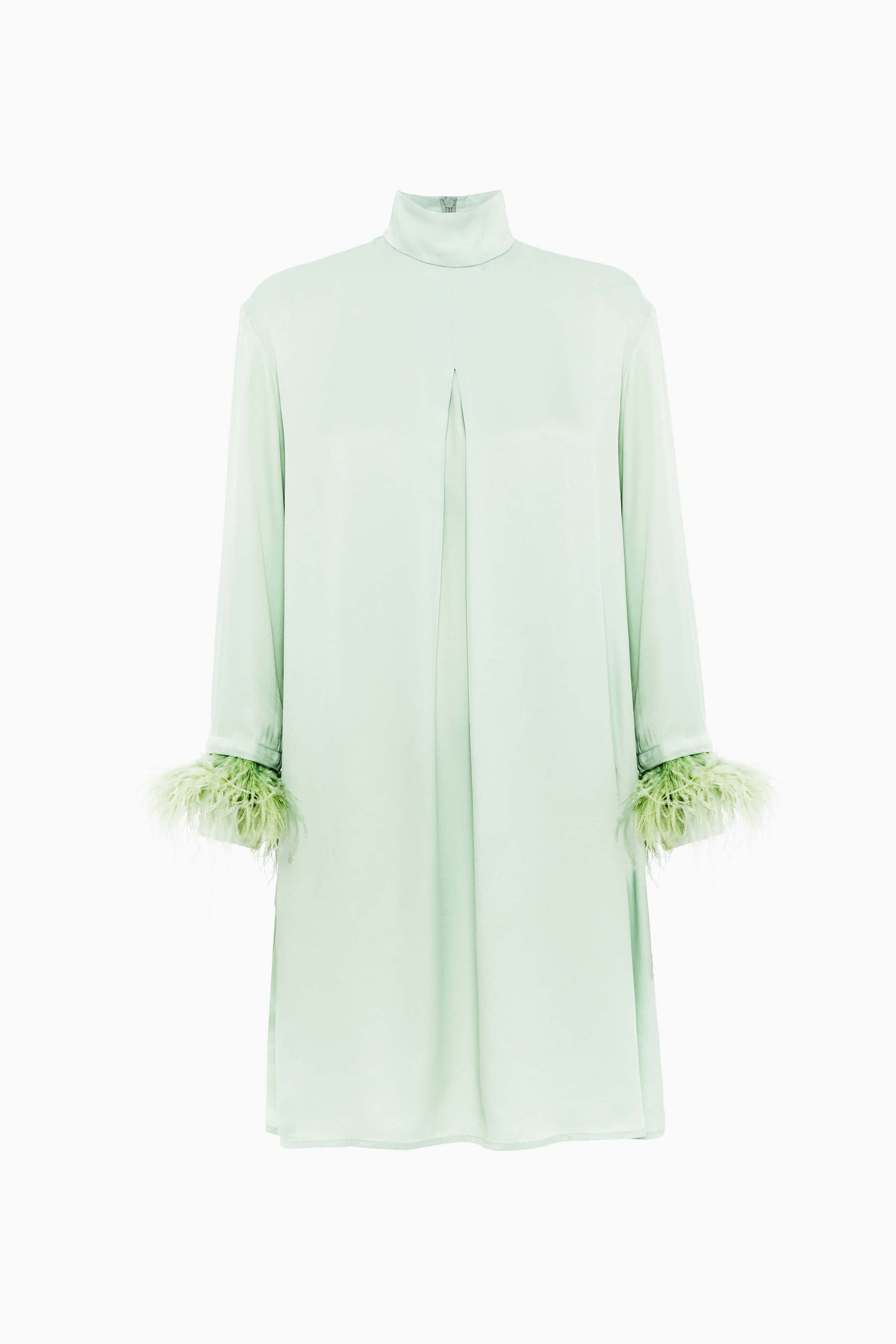 Party Shirt Dress with Detachable Feathers in Mint