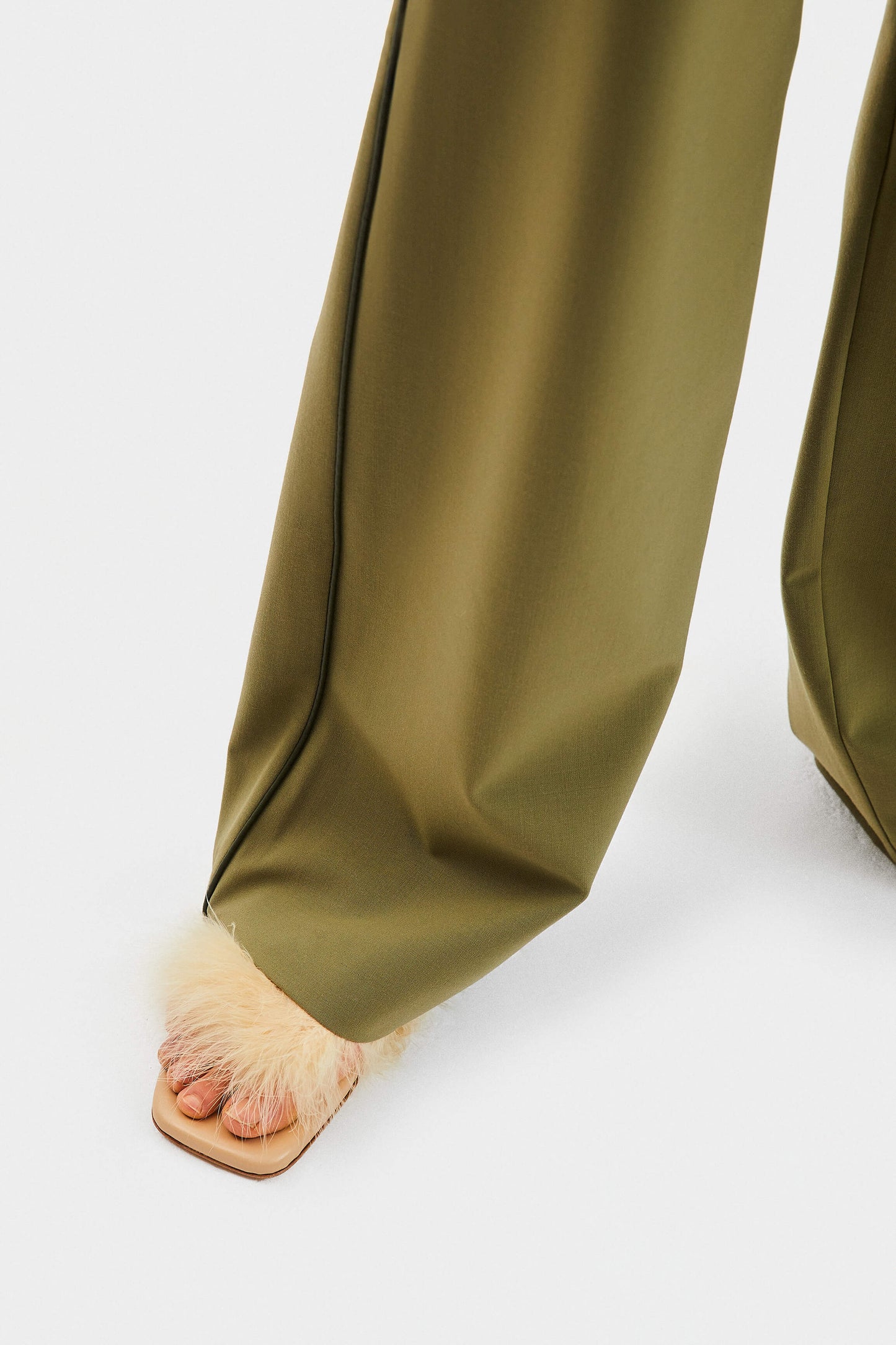 Off the Duty Pants with Piping in Green