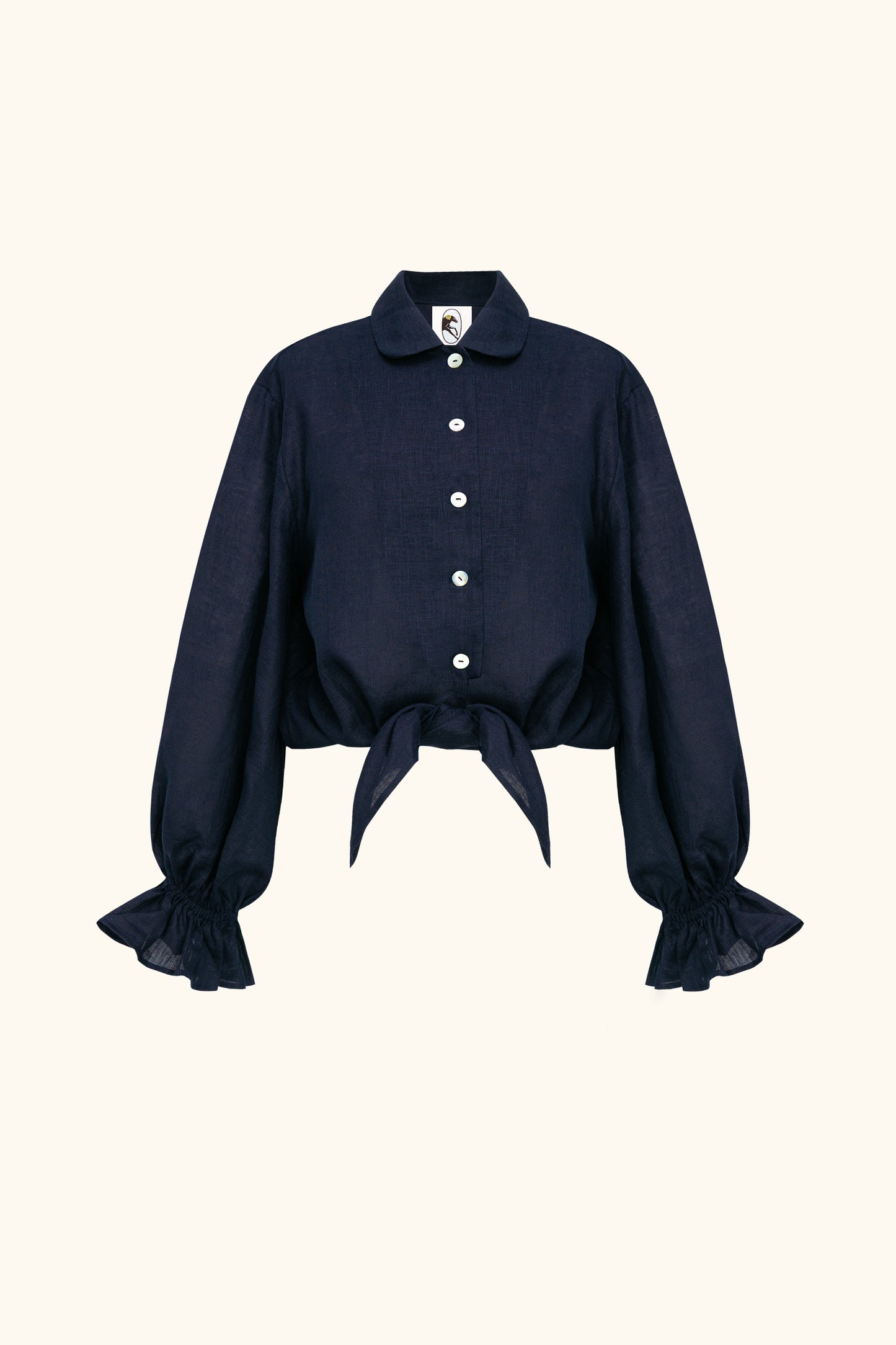 Rumba Linen Lounge Shirt in Navy