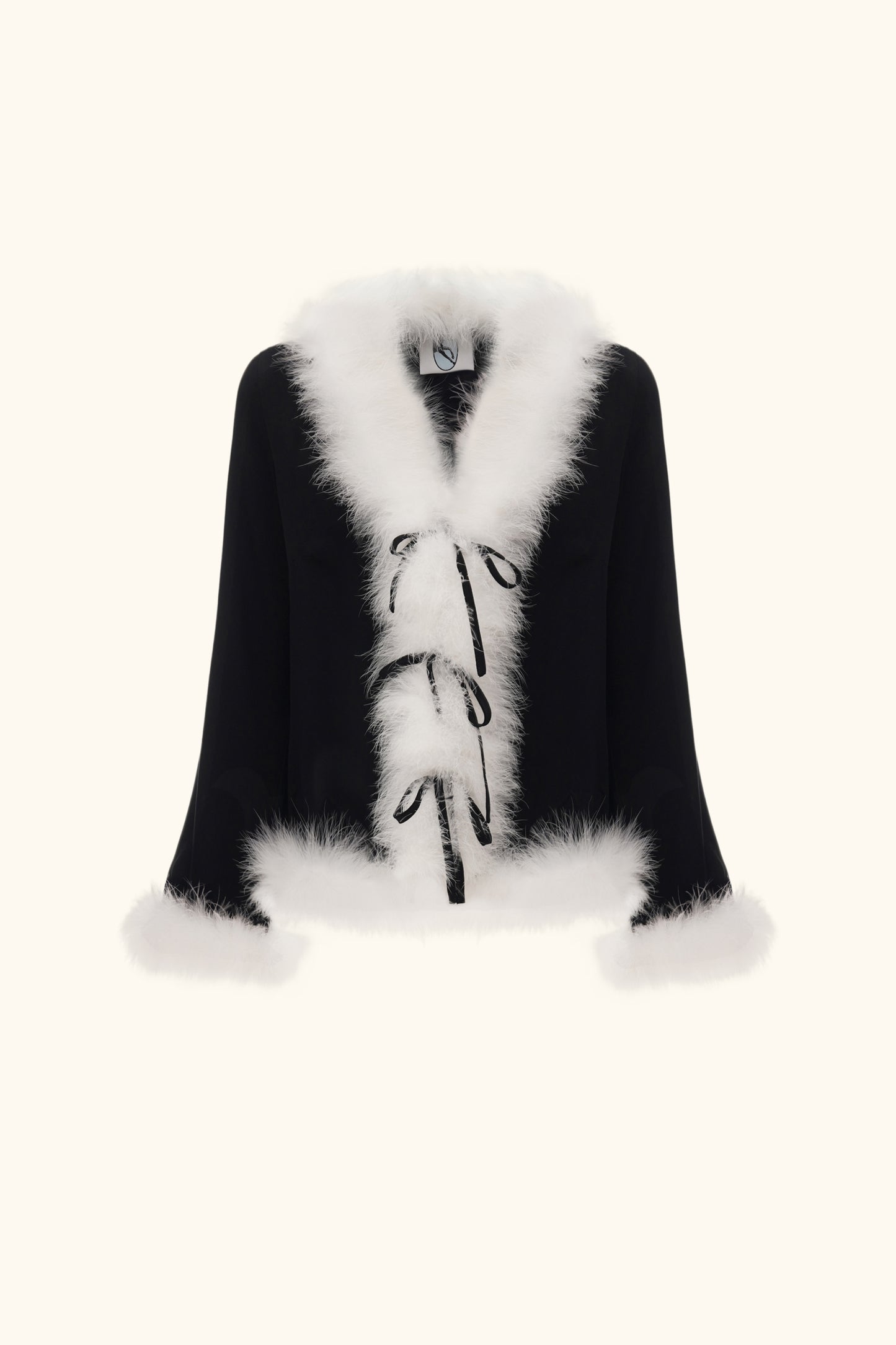 Venus in Love Blouse with Feathers in Black