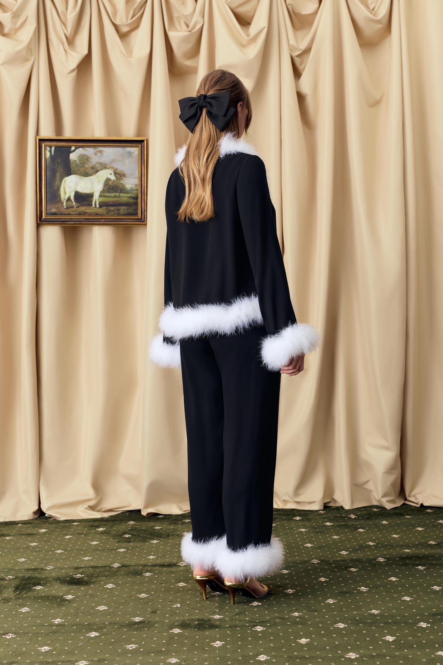 Venus in Love Pants with Detachable Feathers in Black