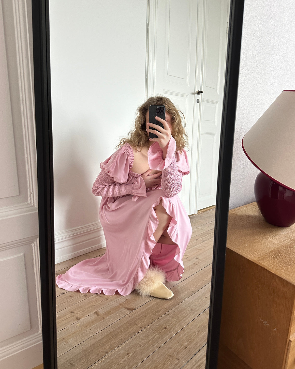 Wild Angel Shirred Asymmetric Dress in Pink