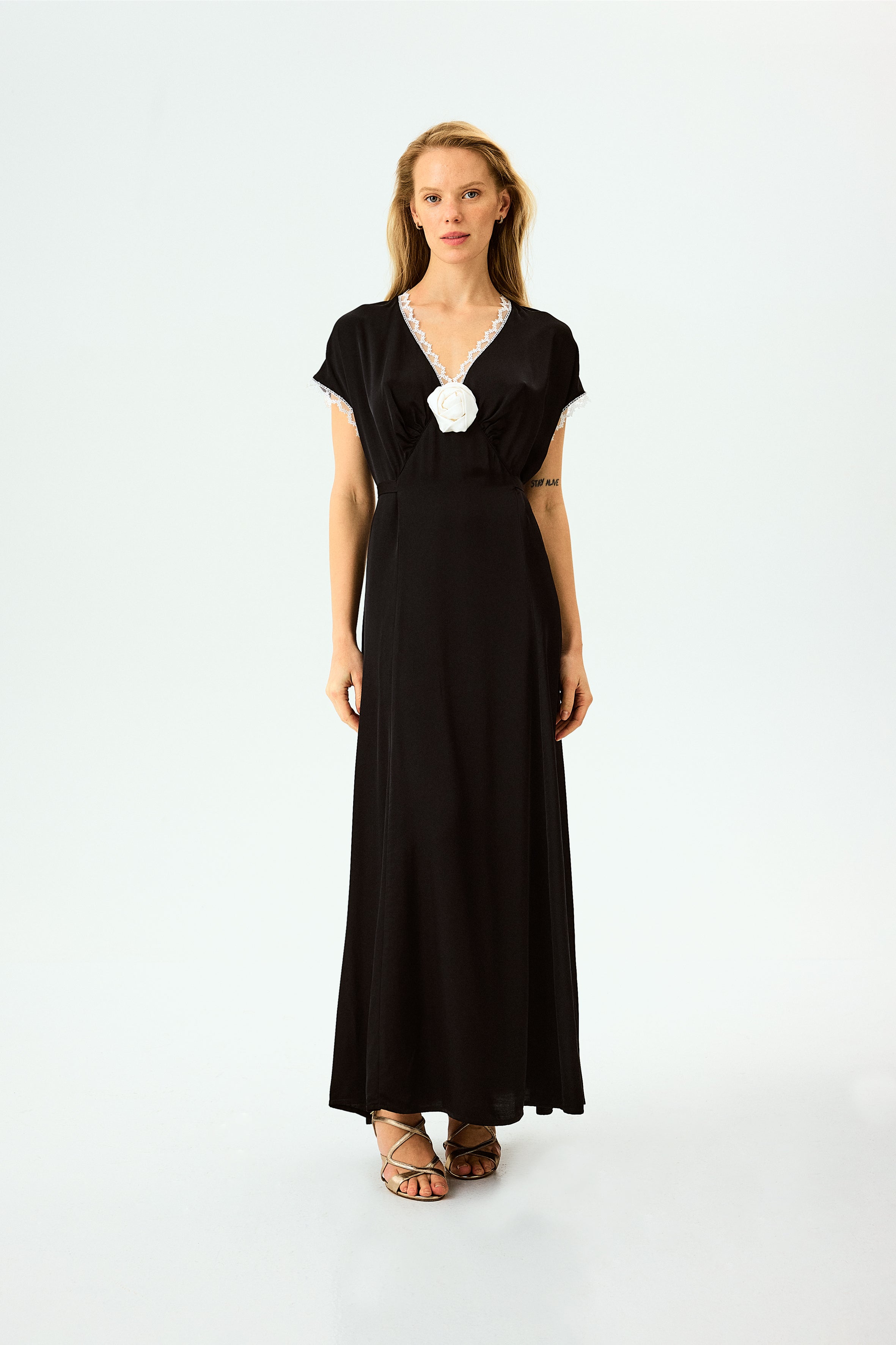 The Genus Rosa Satin Dress in Black – Sleeper