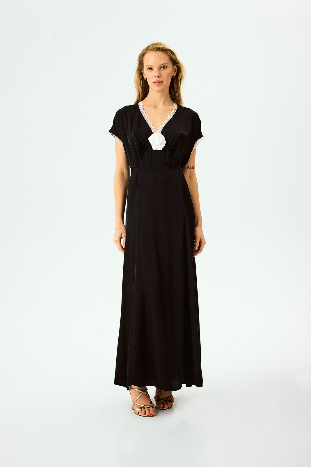 The Genus Rosa Satin Dress in Black