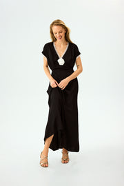 The Genus Rosa Satin Dress in Black