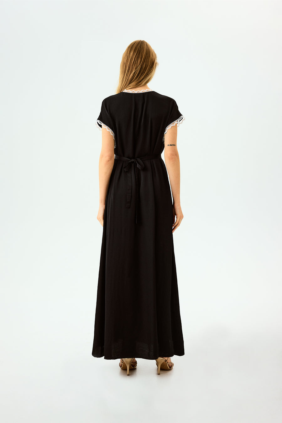 The Genus Rosa Satin Dress in Black