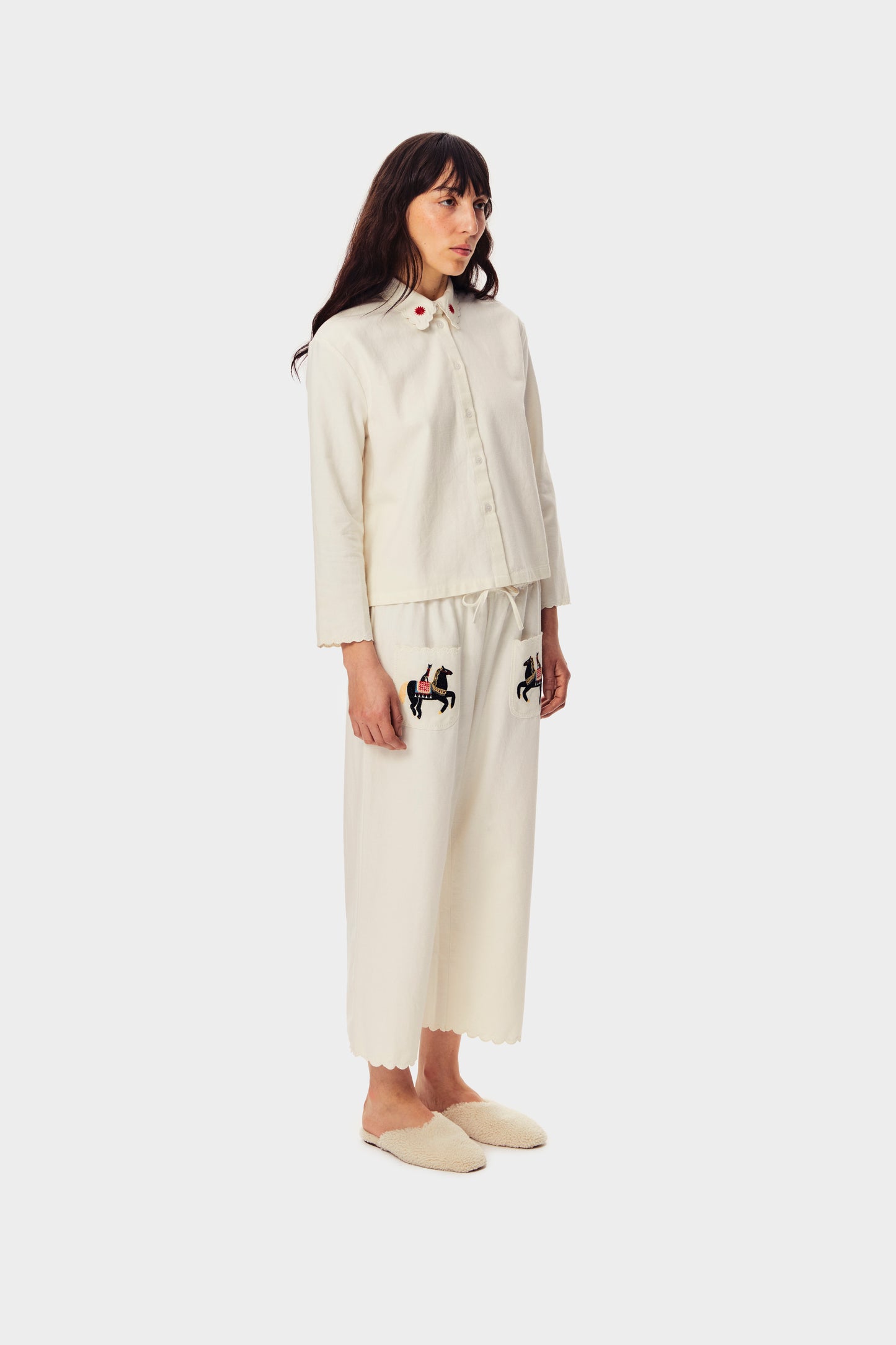 Kotyk Embroidered Cotton Blouse in Off-white