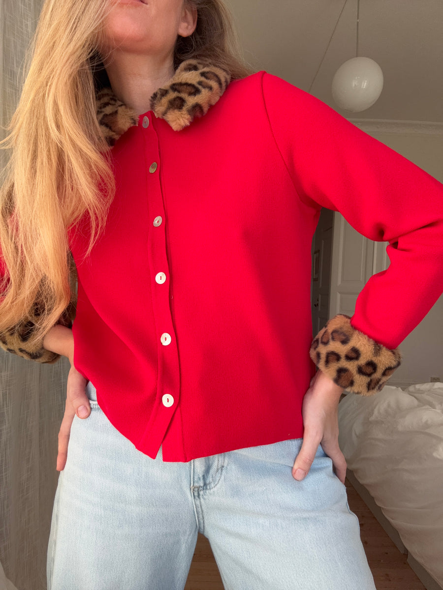 Carmela Knitted Cardigan in Red