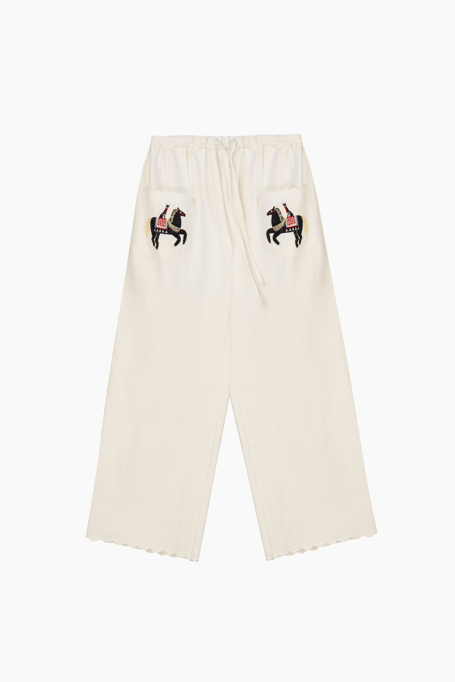 Kotyk Embroidered Cotton Pants in Off-white