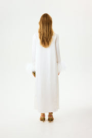 Suzi Maxi Dress With Detachable Feathers in White
