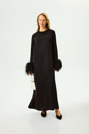 Suzi Maxi Dress with Detachable Feathers in Black