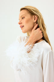 Suzi Maxi Dress With Detachable Feathers in White