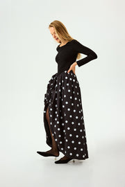 Aurora Maxi Dress in Black Polka Dot