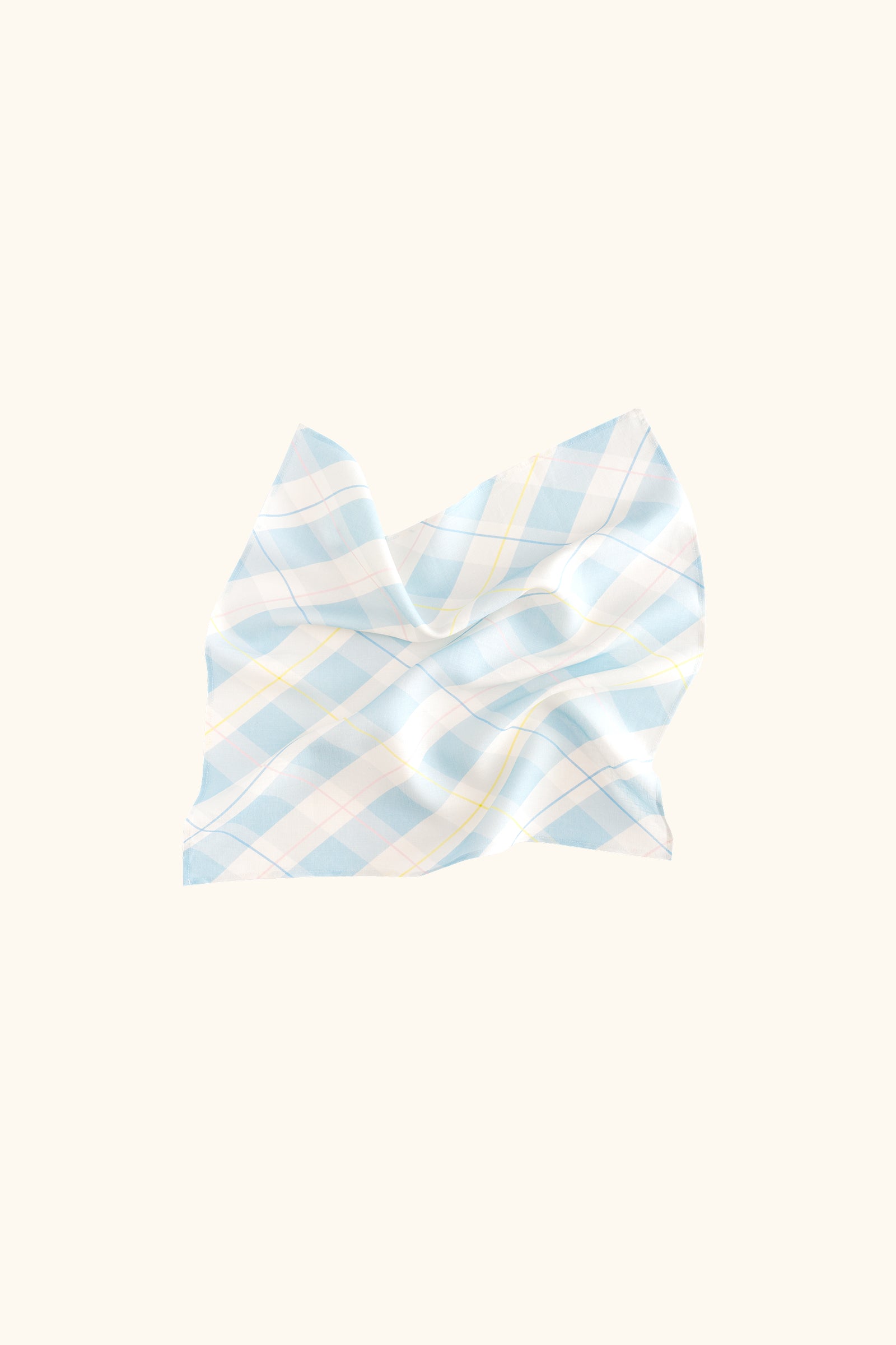 Cha-Cha Linen Lounge Pants with Headscarf in Blue Plaid