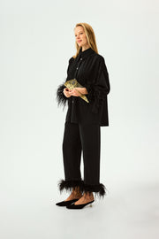Cosmos Oversized Metallic Jersey Pajama Set in Black
