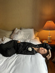 The Rose Cotton Pajama Set in Black